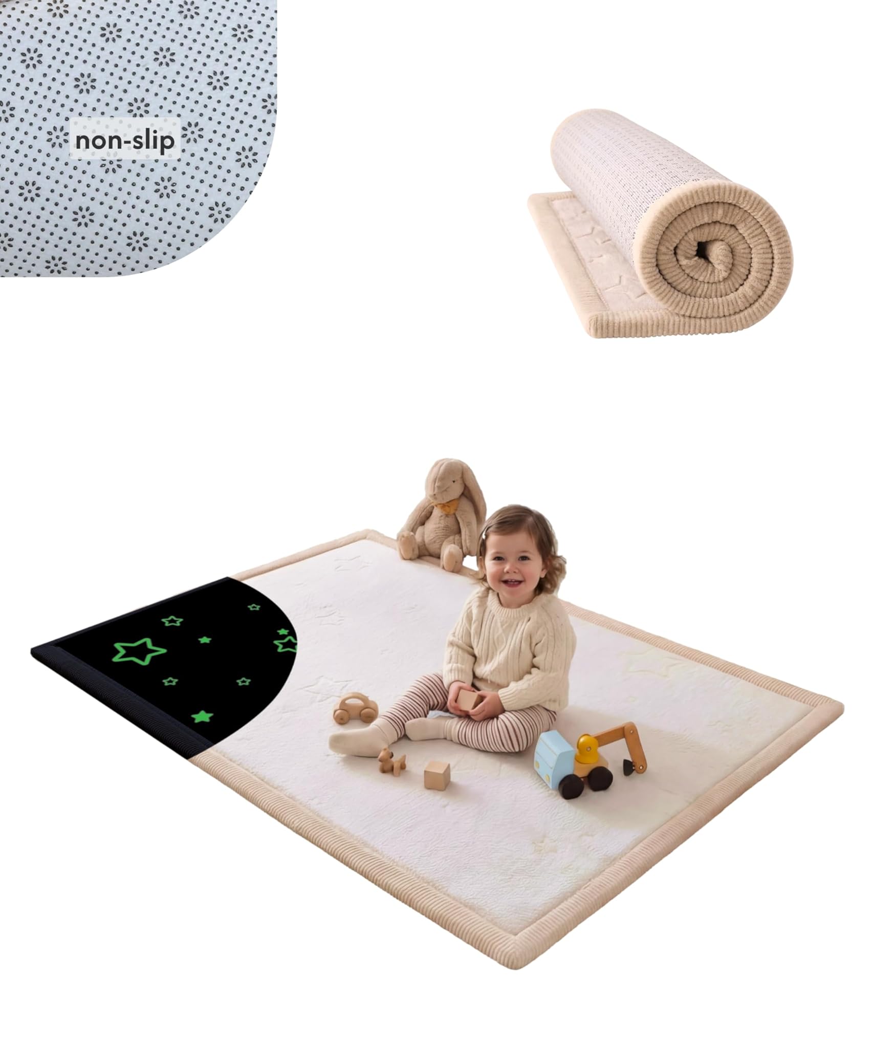 Tappetino Gioco Bambini Velluto Corallo 170x120x2.5cm