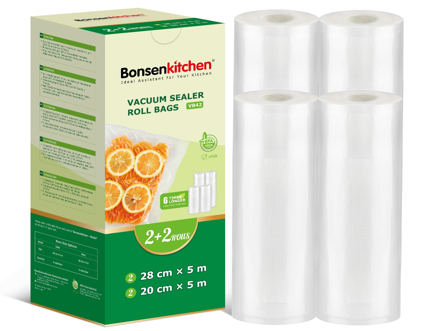 Bonsenkitchen Sacchetti Sottovuoto per Alimenti