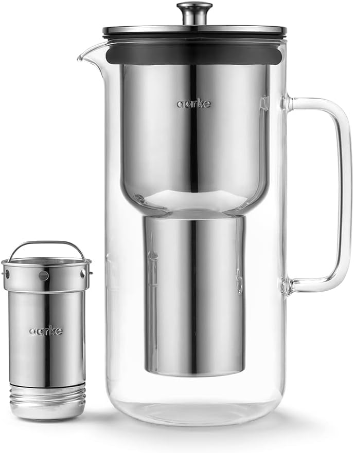 Aarke Purifier - Caraffa Filtrante Vetro e Acciaio 2.4L - immagine 3