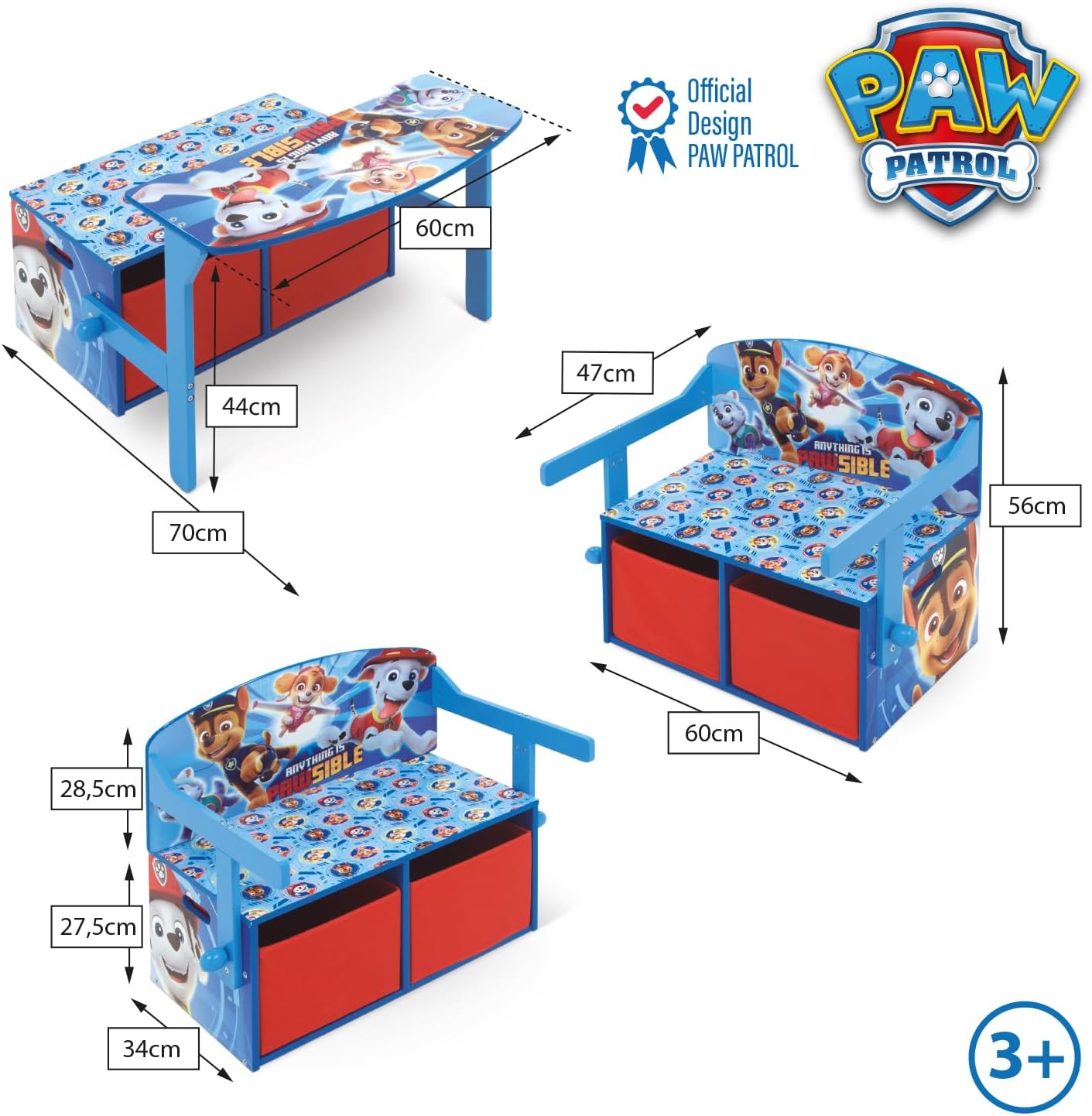 ARDITEX Panca per Giocattoli e Scrivania - immagine 2