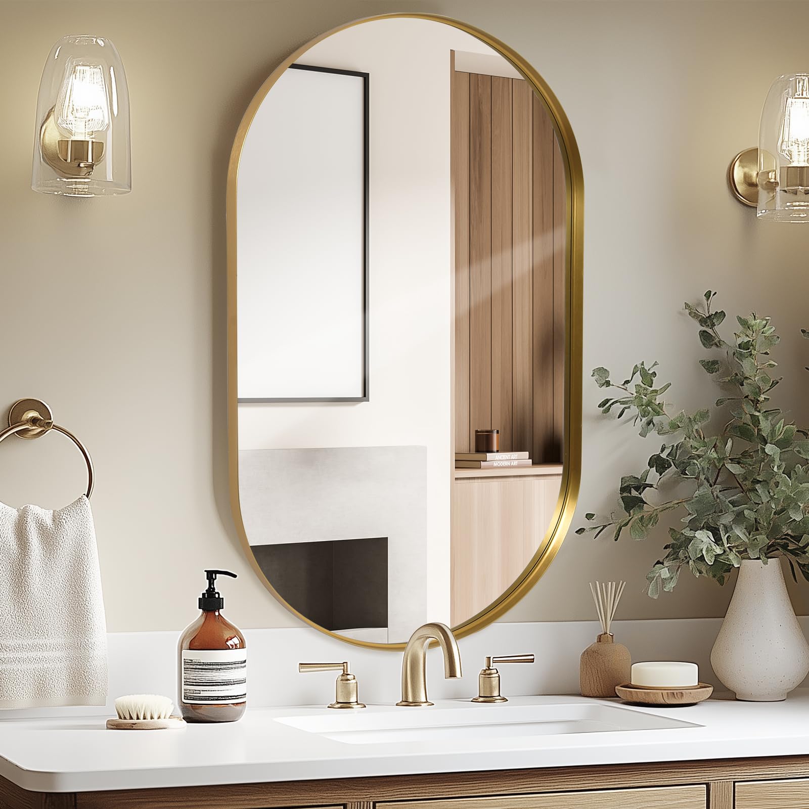 Specchio Bagno Ovale 60x90 CM Oro