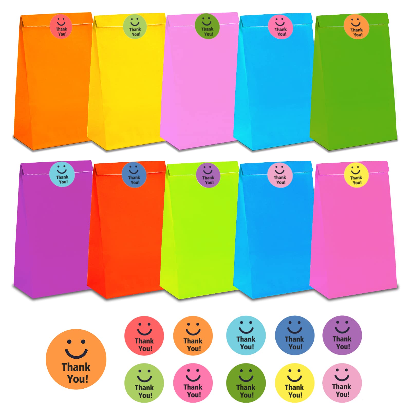 40 Sacchetti di Carta Kraft Colorati per Feste