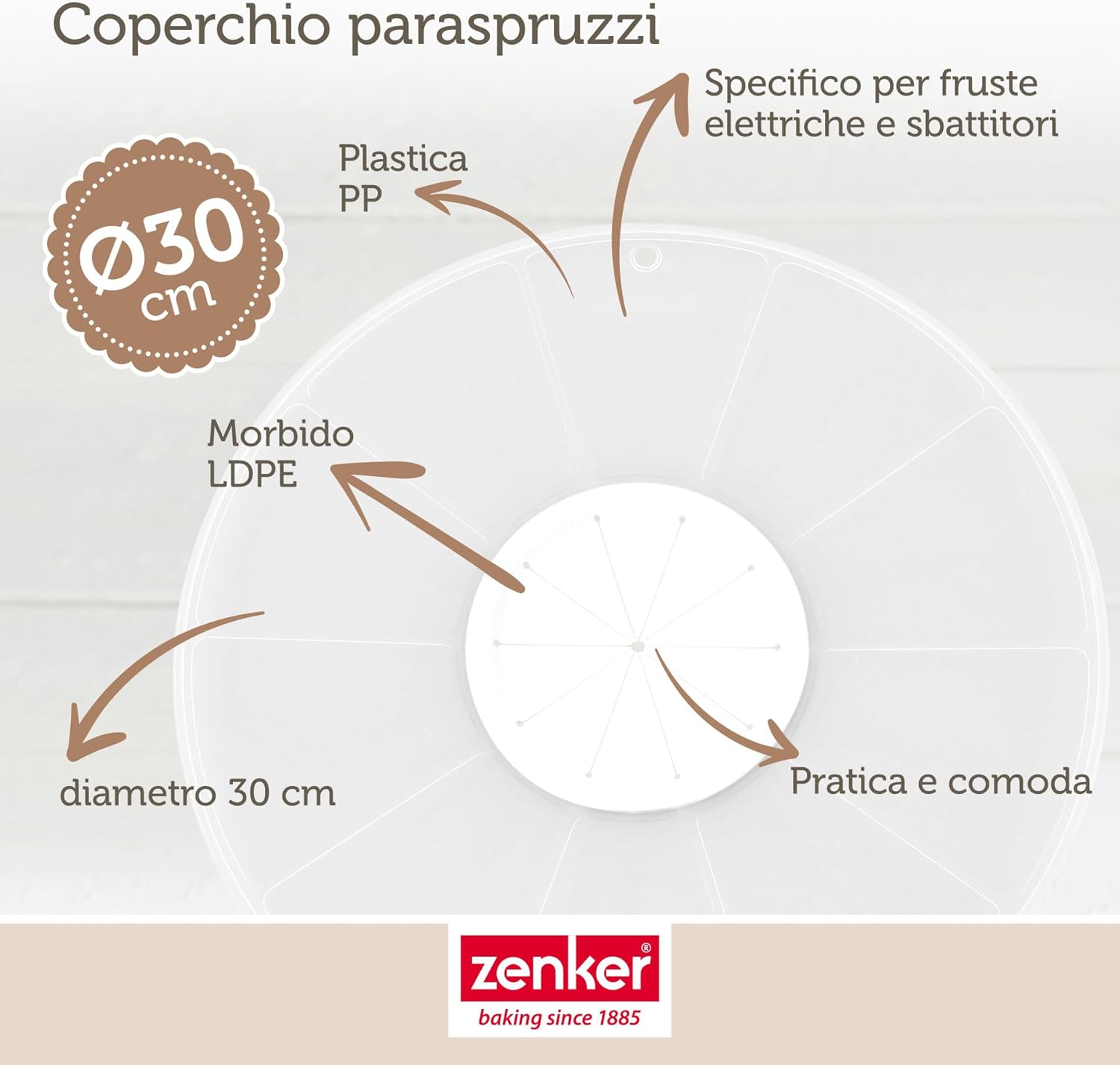 Zenker Coperchio Paraspruzzi Ø30cm con Foro Silicone - immagine 3