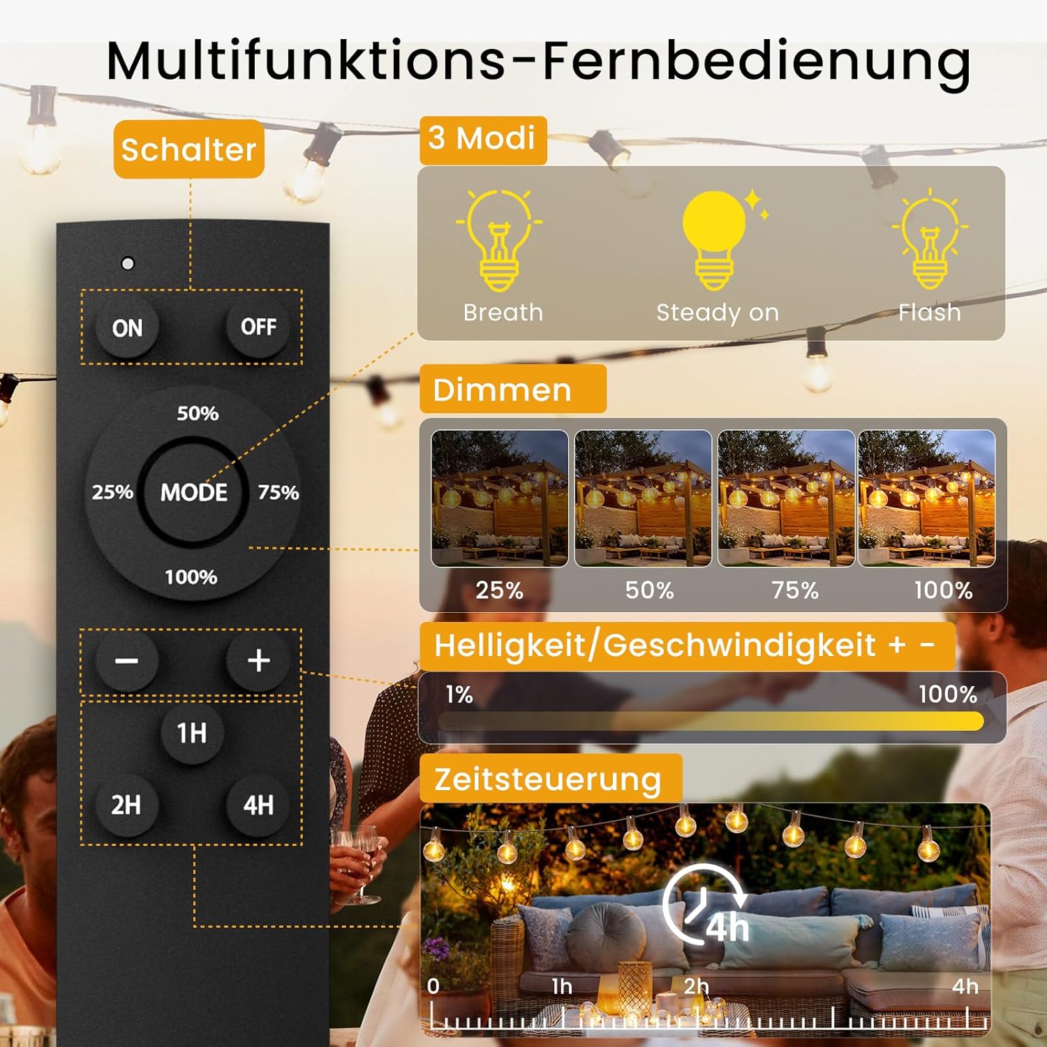 Svater Catena Luminosa Esterno 2x30M con Telecomando - immagine 2