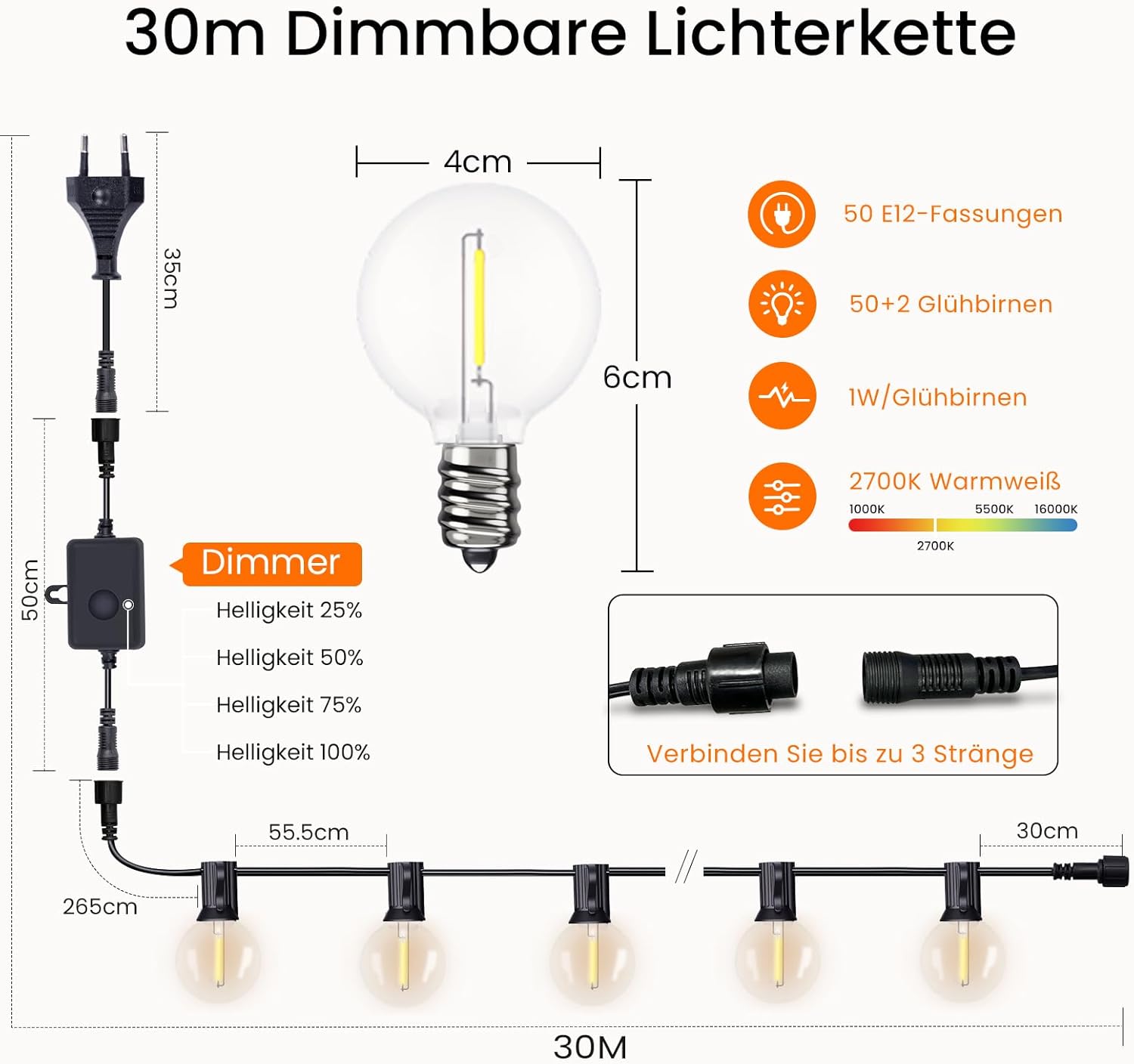 Svater Catena Luminosa Esterno 2x30M con Telecomando - immagine 3