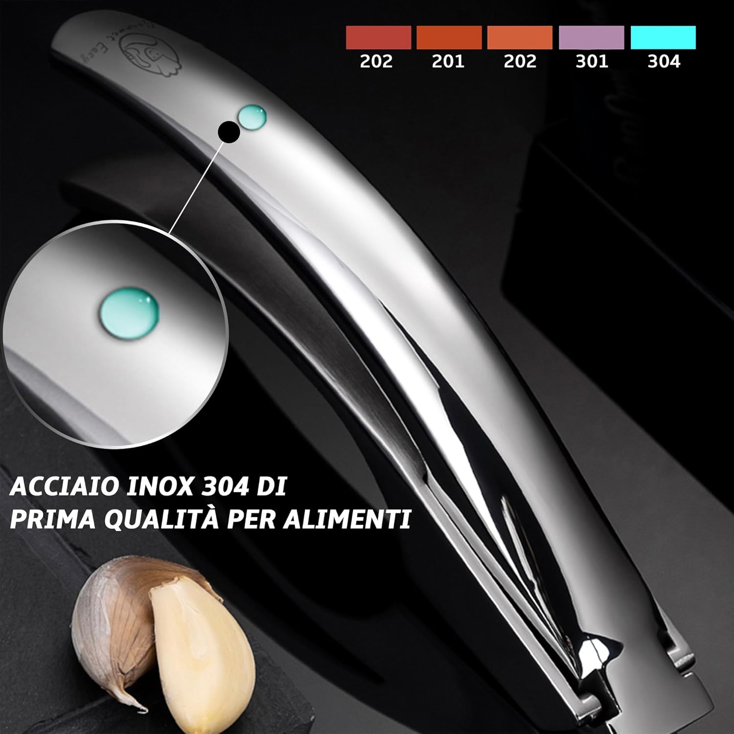 Schiaccia Aglio in Acciaio Inox con 2 Accessori - immagine 3
