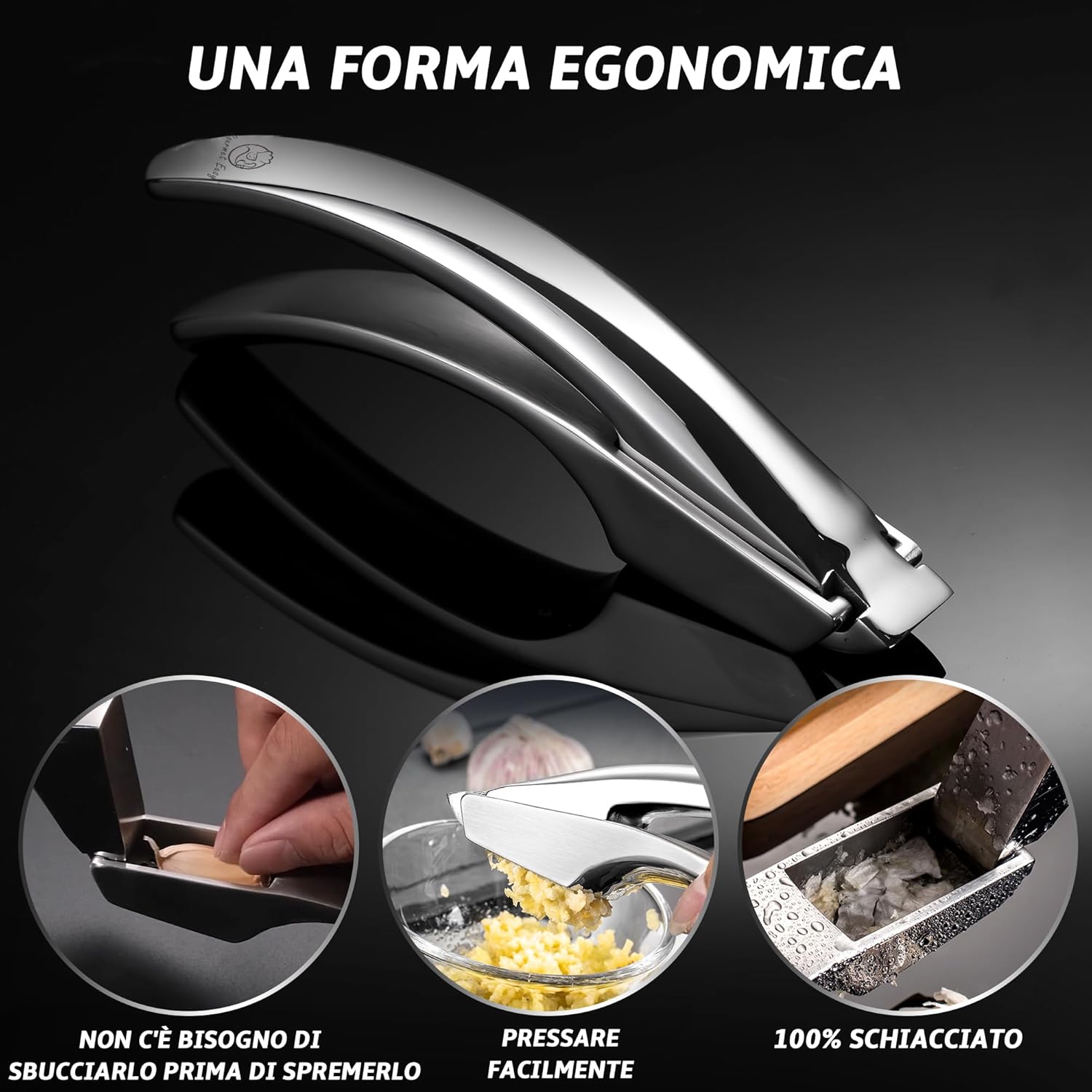 Schiaccia Aglio in Acciaio Inox con 2 Accessori - immagine 5