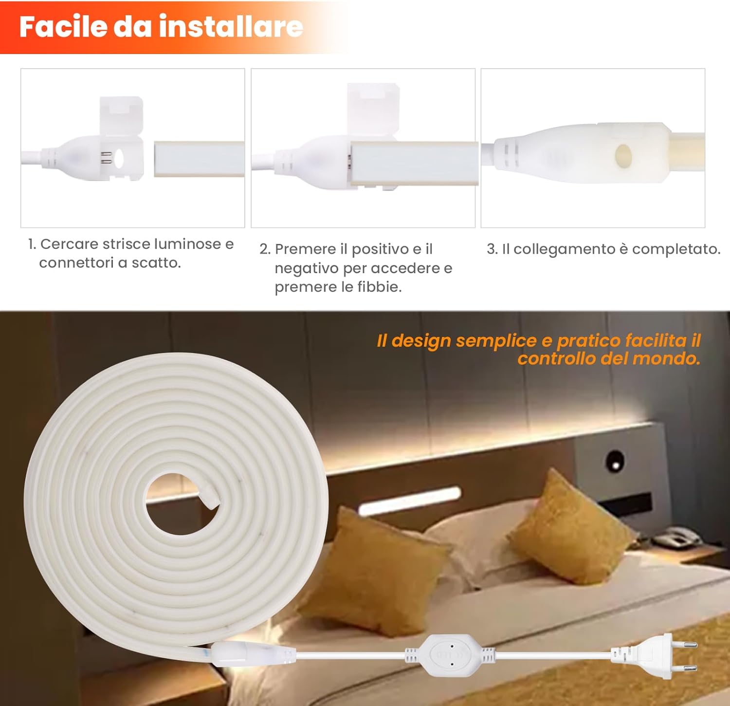 Wisada Strisce LED COB Neon Flessibile 220V 15M - immagine 5