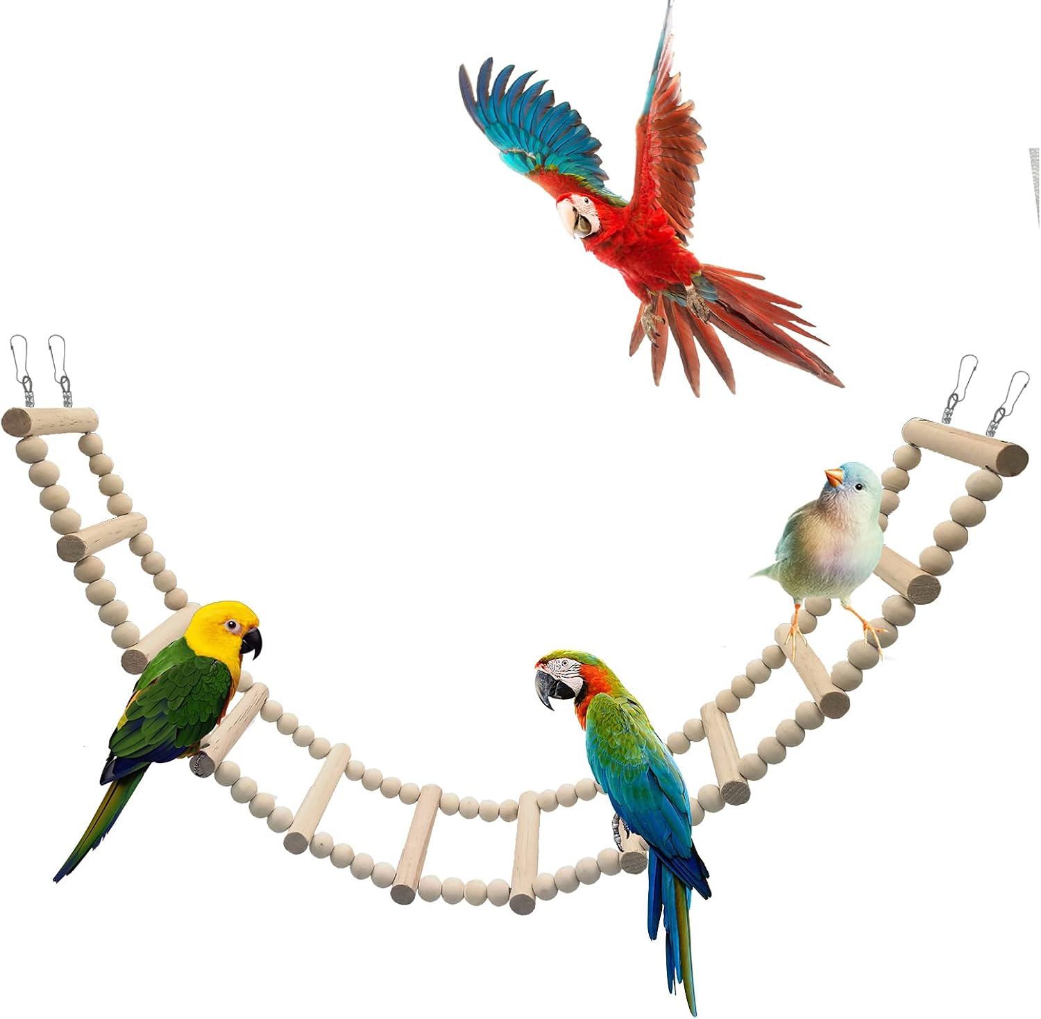 Bird Wooden Ladder Bridge, Ladders Swing Chewing Toys, Hanging Pet Bird ...
