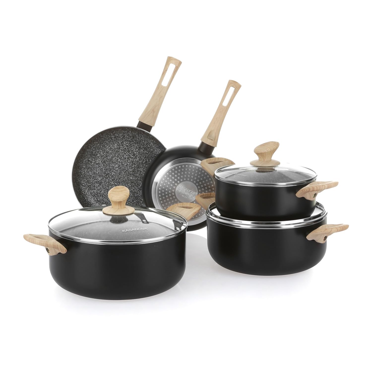 Kasanova Black Stone Batteria Pentole Large Alluminio