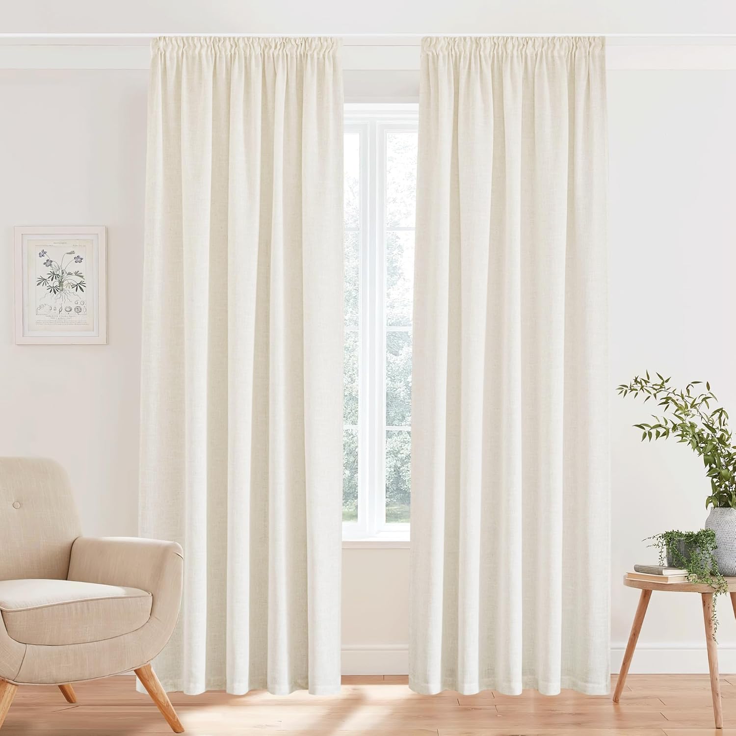 Pony Dance Tende Lino per Interni 140x245cm - 2 Pezzi, Crema - immagine 2