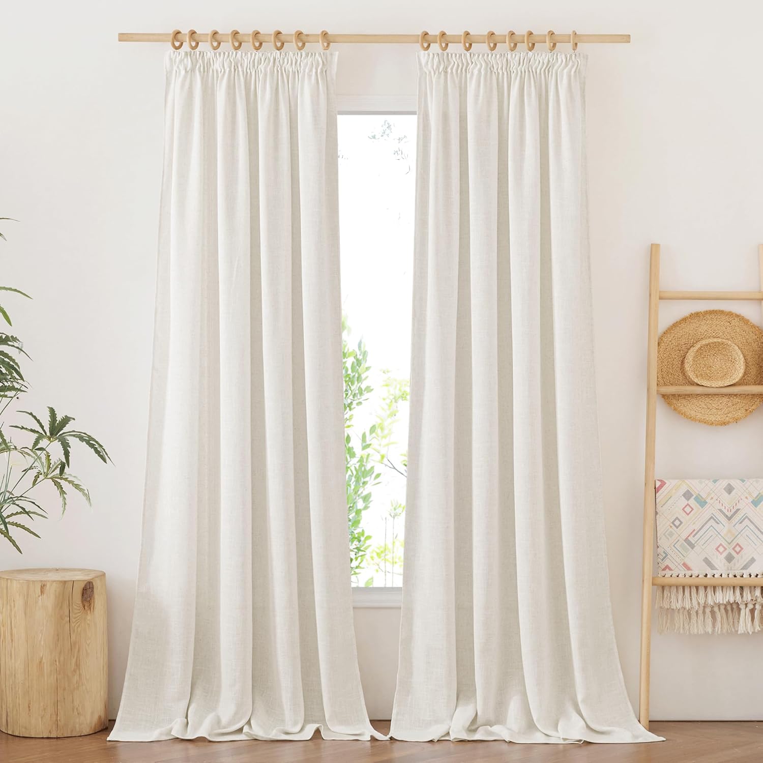 Pony Dance Tende Lino per Interni 140x245cm - 2 Pezzi, Crema - immagine 3