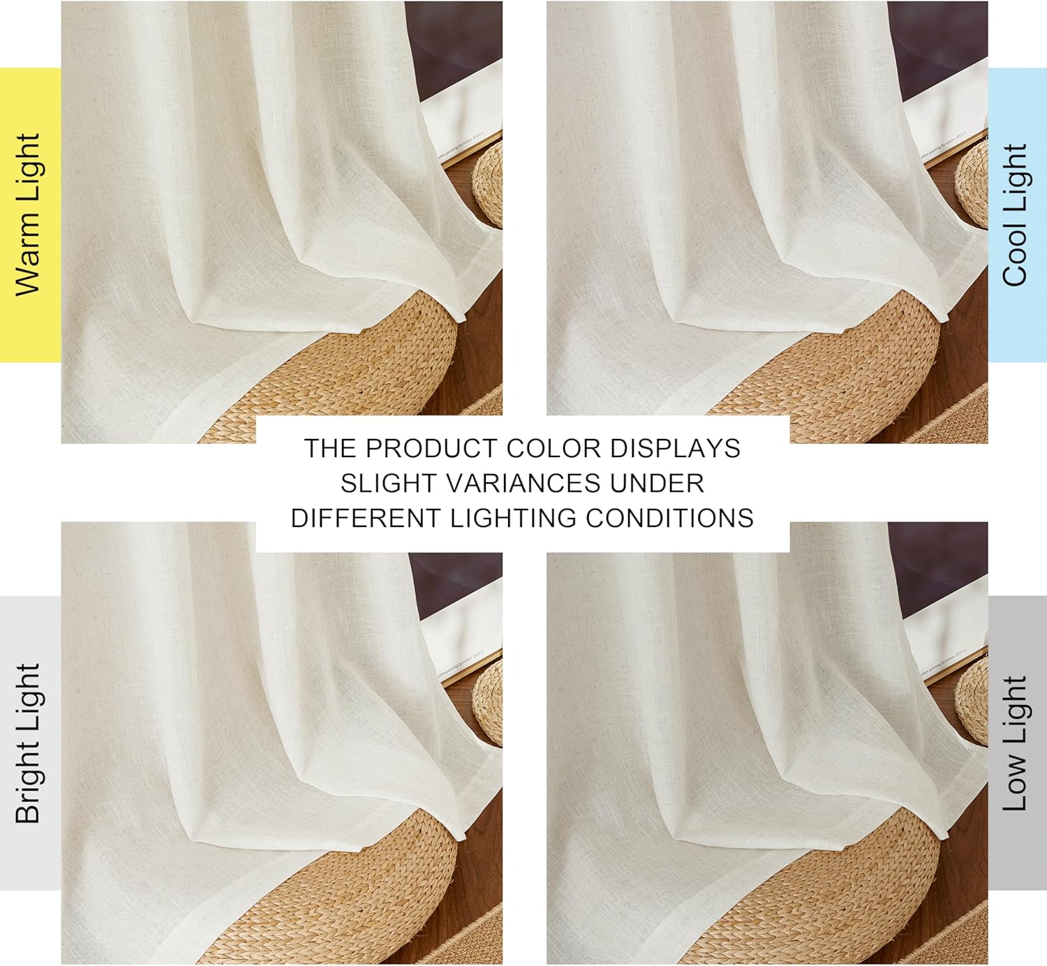 Pony Dance Tende Lino per Interni 140x245cm - 2 Pezzi, Crema - immagine 5