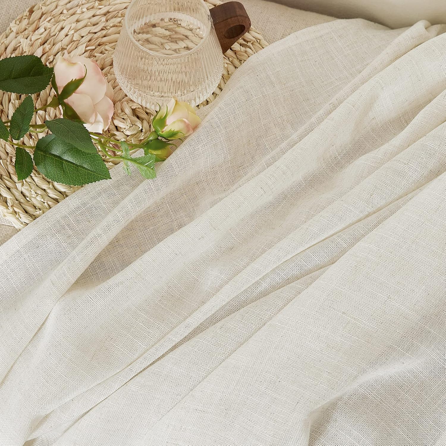 Pony Dance Tende Lino per Interni 140x245cm - 2 Pezzi, Crema - immagine 8