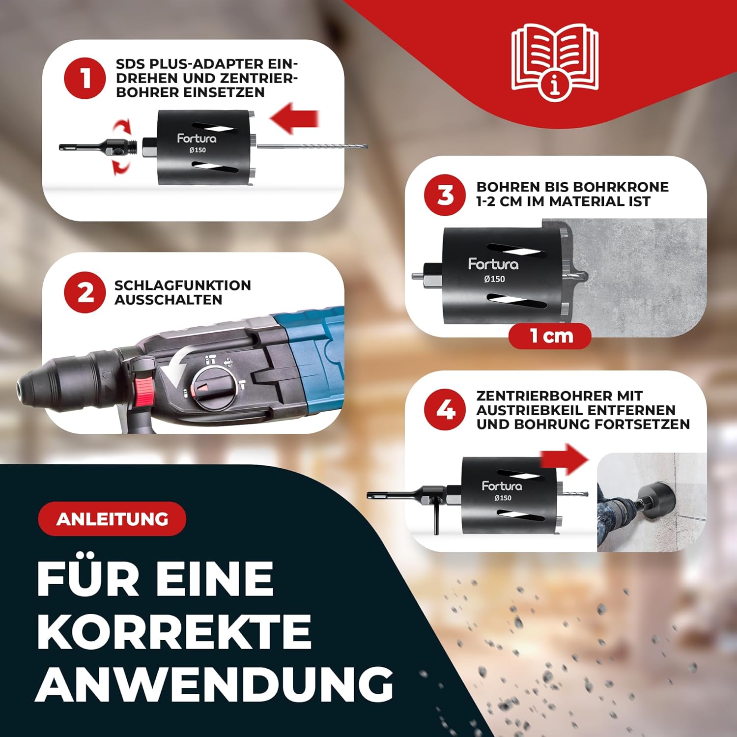 Punta a Corona Diamantata SDS Plus Ø 42-162mm - immagine 6