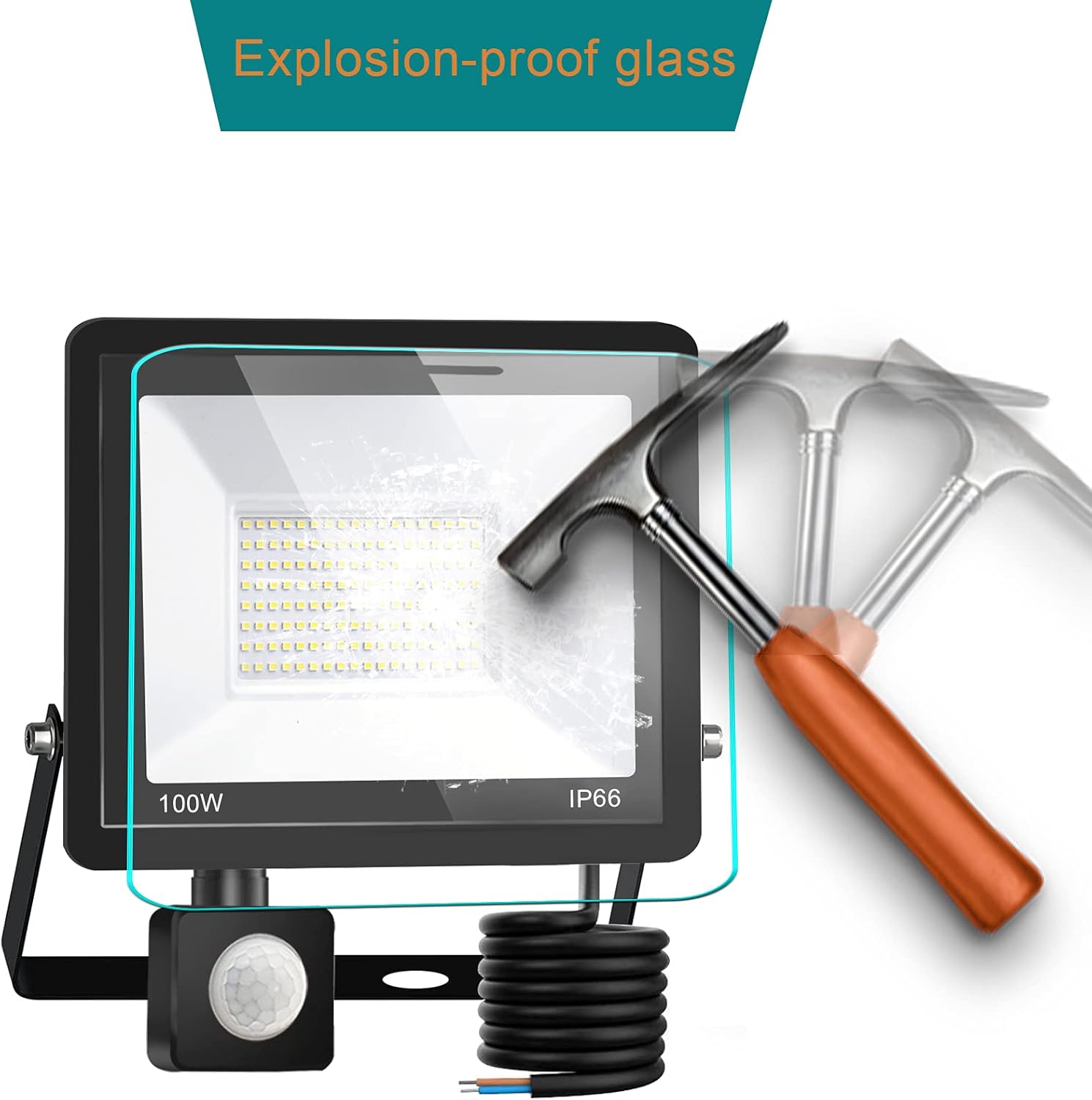 Treoir Faretto LED da Esterno 100W con Sensore, 4pz - immagine 2