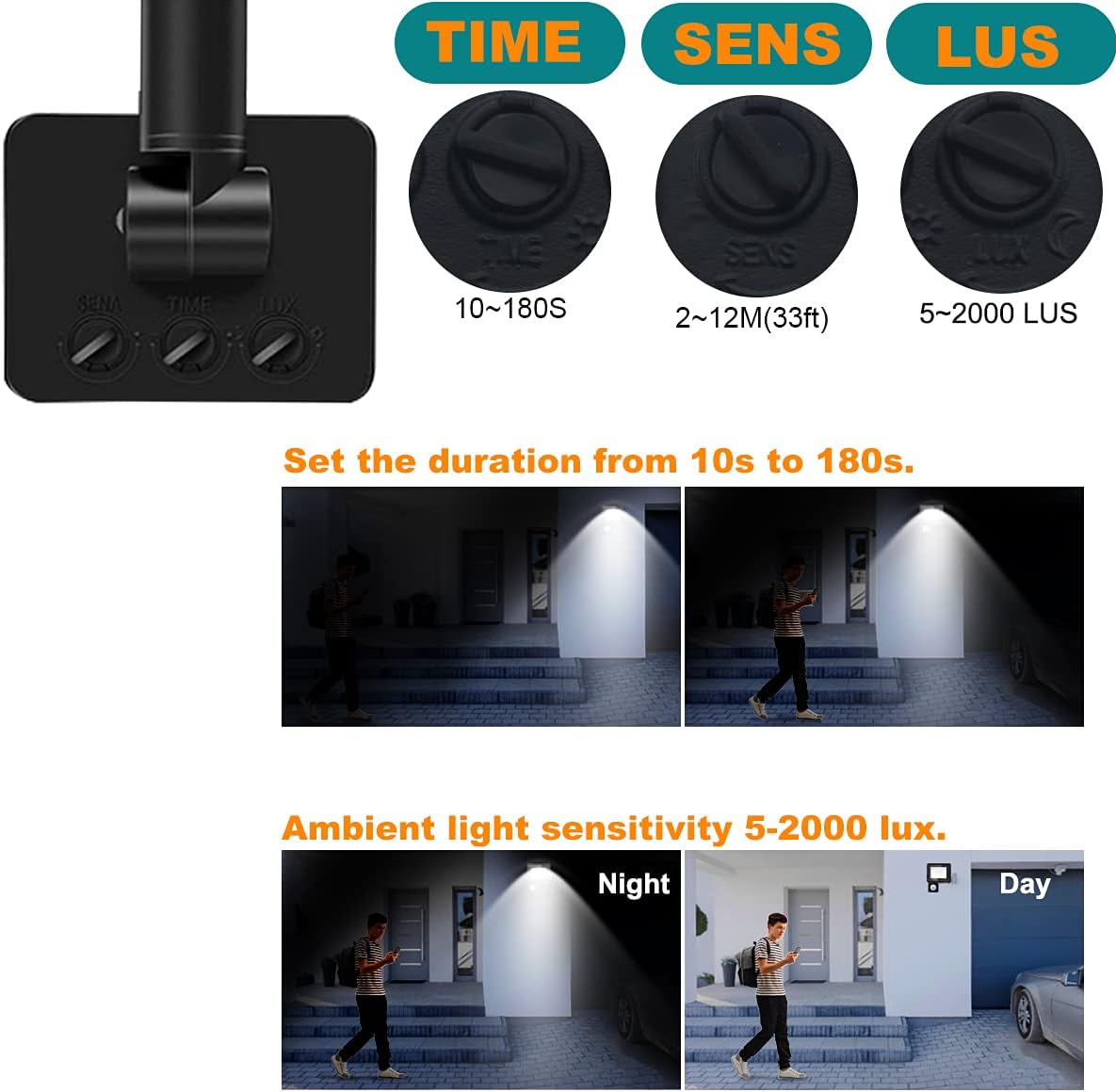 Treoir Faretto LED da Esterno 100W con Sensore, 4pz - immagine 4