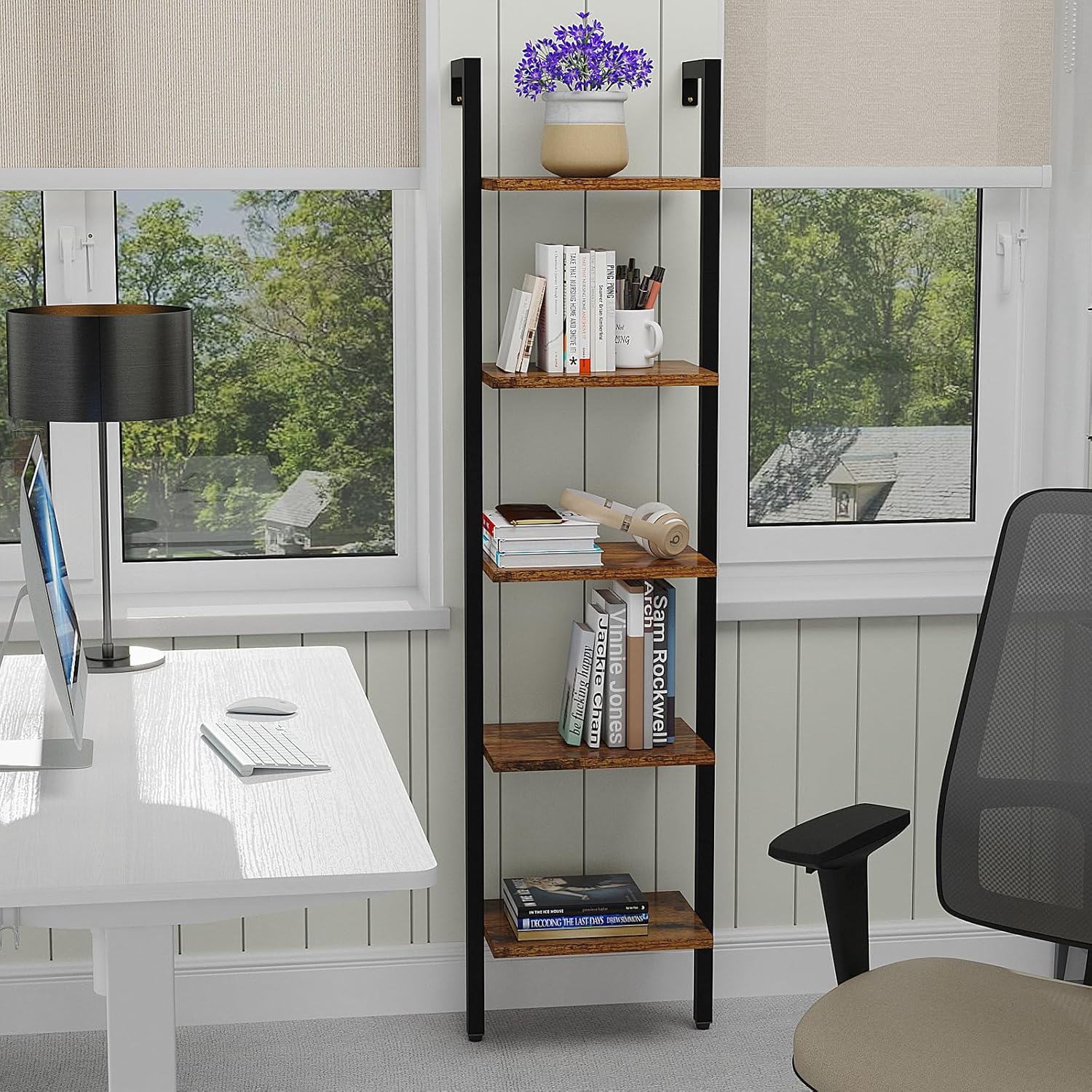 Ymyny Libreria Scaffale a Scala 40x30x178CM, Marrone Vintage - immagine 6