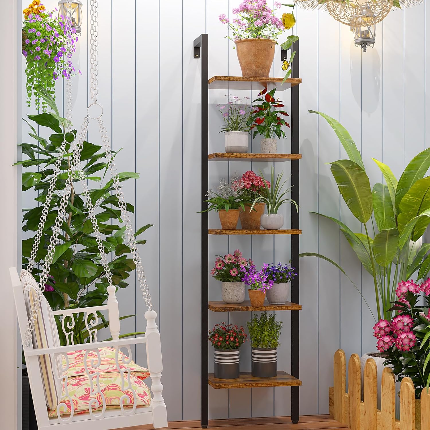 Ymyny Libreria Scaffale a Scala 40x30x178CM, Marrone Vintage - immagine 7