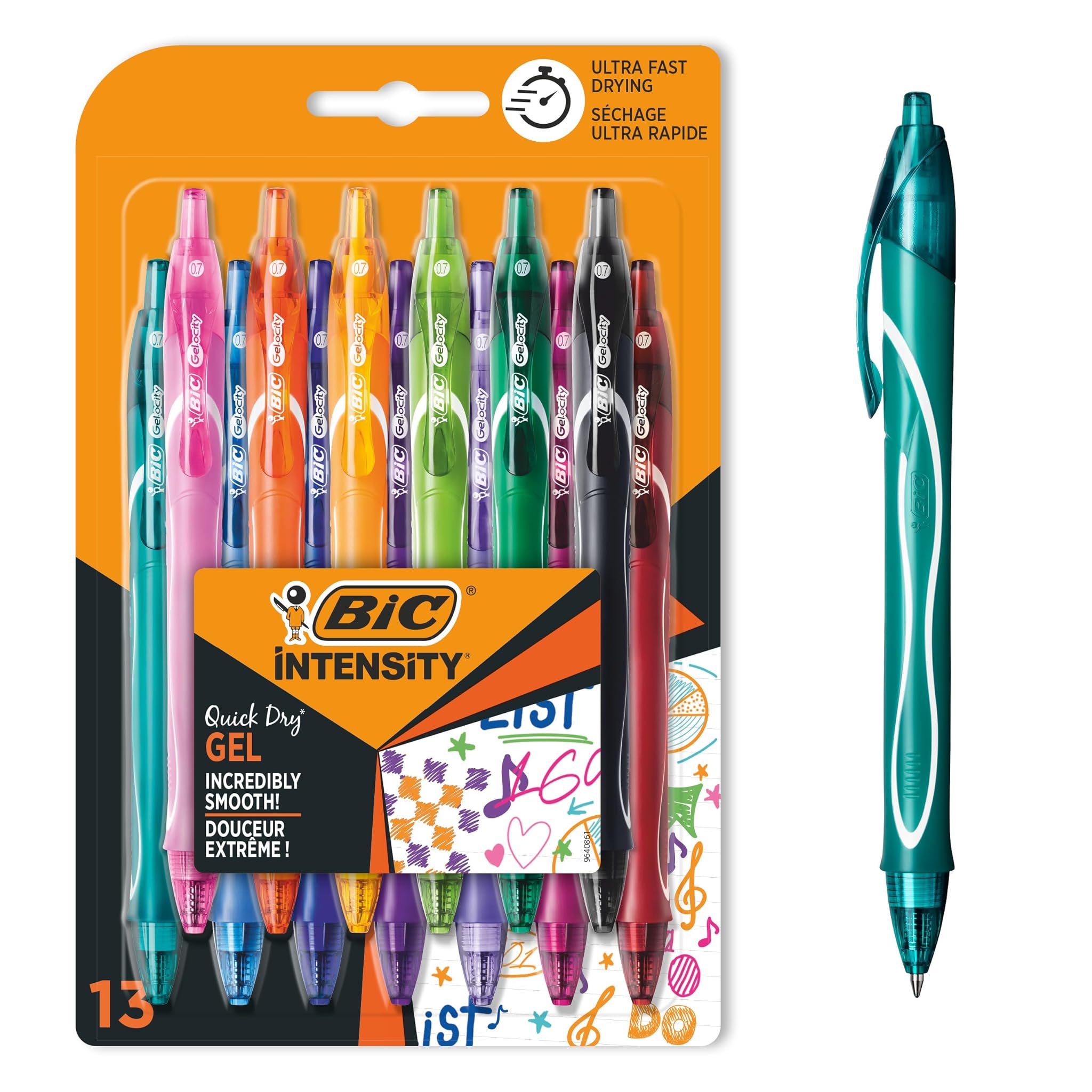 Bic Intensity Quick Dry - Penne Gel 0,7mm, 13 Unità