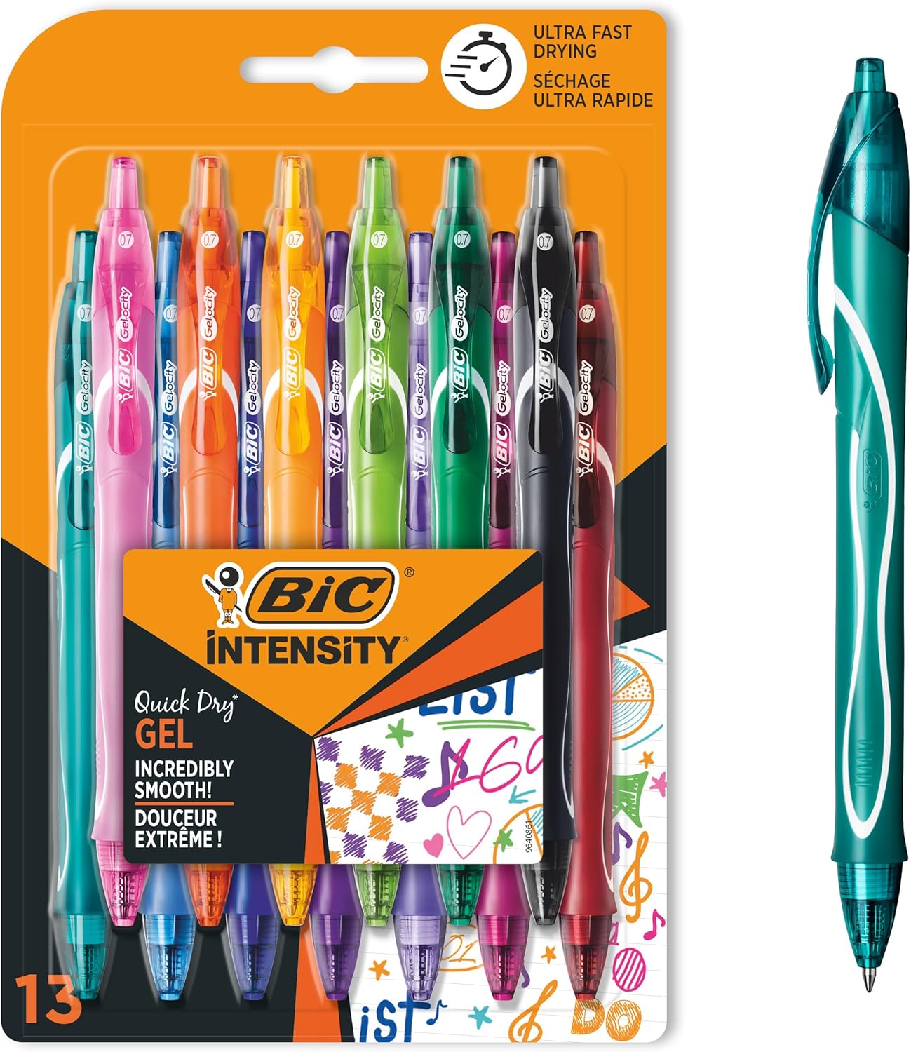 Bic Intensity Quick Dry - Penne Gel 0,7mm, 13 Unità - immagine 1