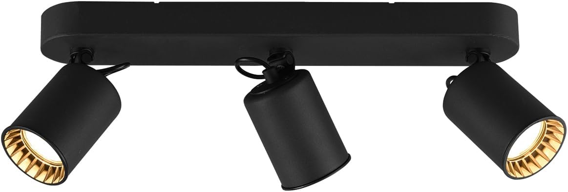 Trio Leuchten Pago 803500332 - Faretto in metallo nero opaco, 3 x GU10