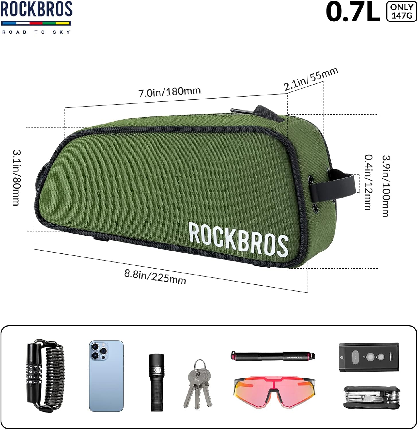 Rockbros Borsa Telaio Bici Impermeabile 0.7L - immagine 2