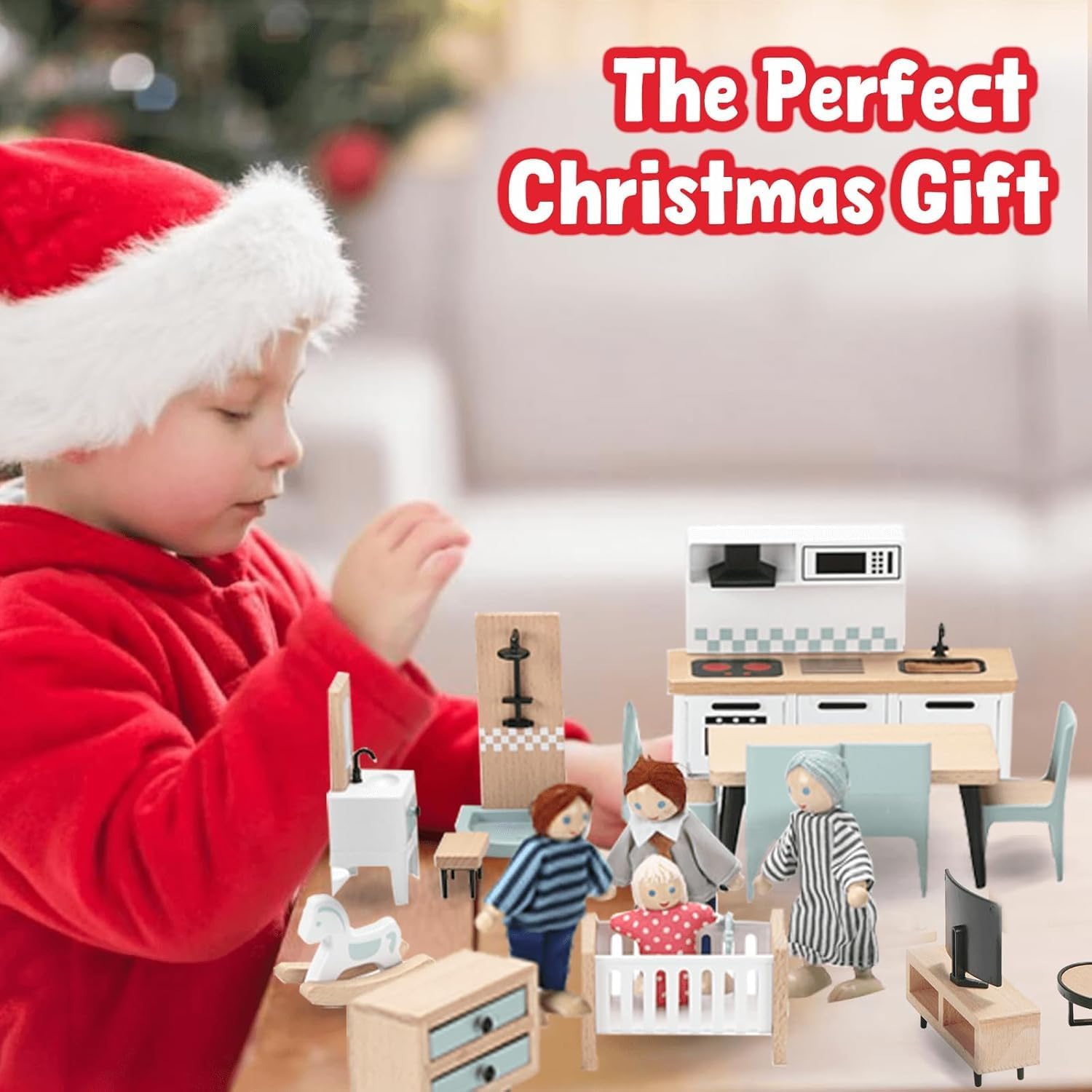 Giant bean Set Mobili Casa Bambole Legno 36 Pezzi - immagine 2