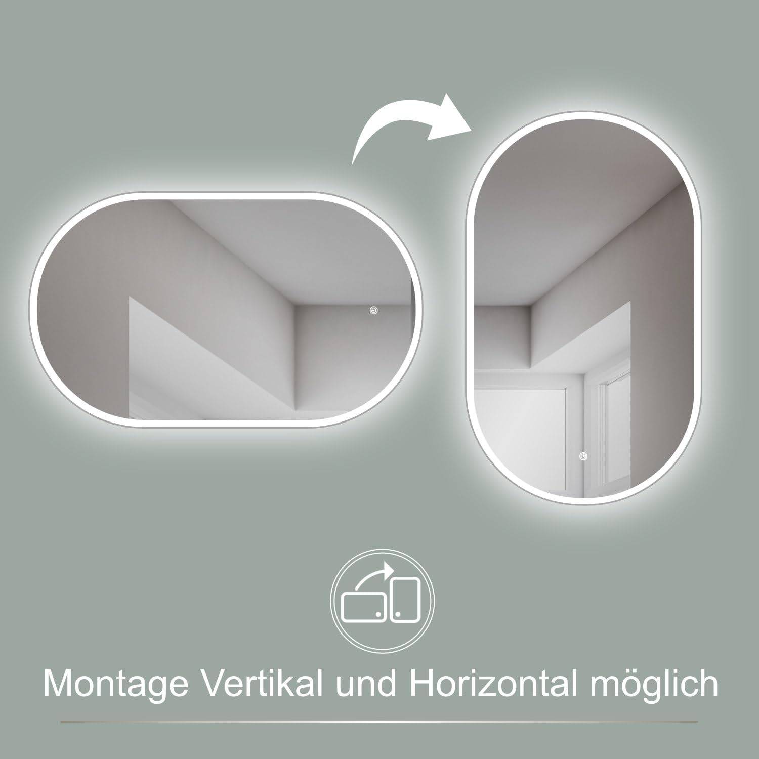 Hoko® Specchio LED Design Ovale 45x75cm - immagine 5