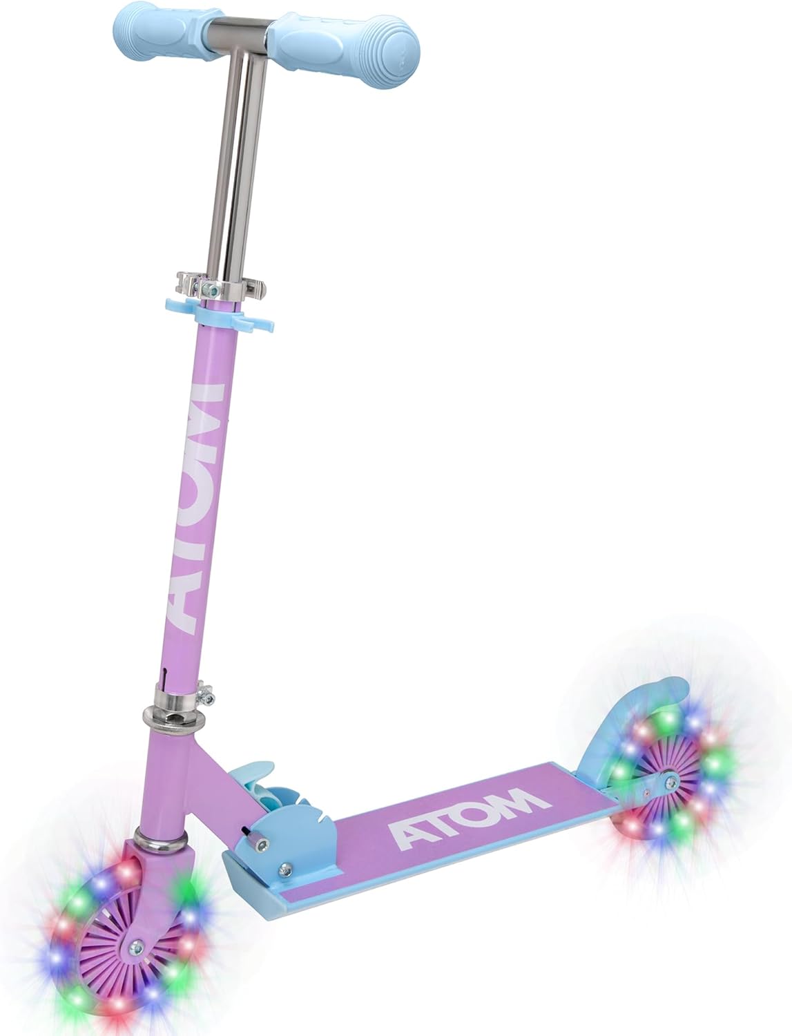 ATOM Light Up Wheels Inline Kids Scooter | Adjustable Height Handle | Easy Foldable Kick Scooter For Boys & Girls | Age 4-7 - immagine 1