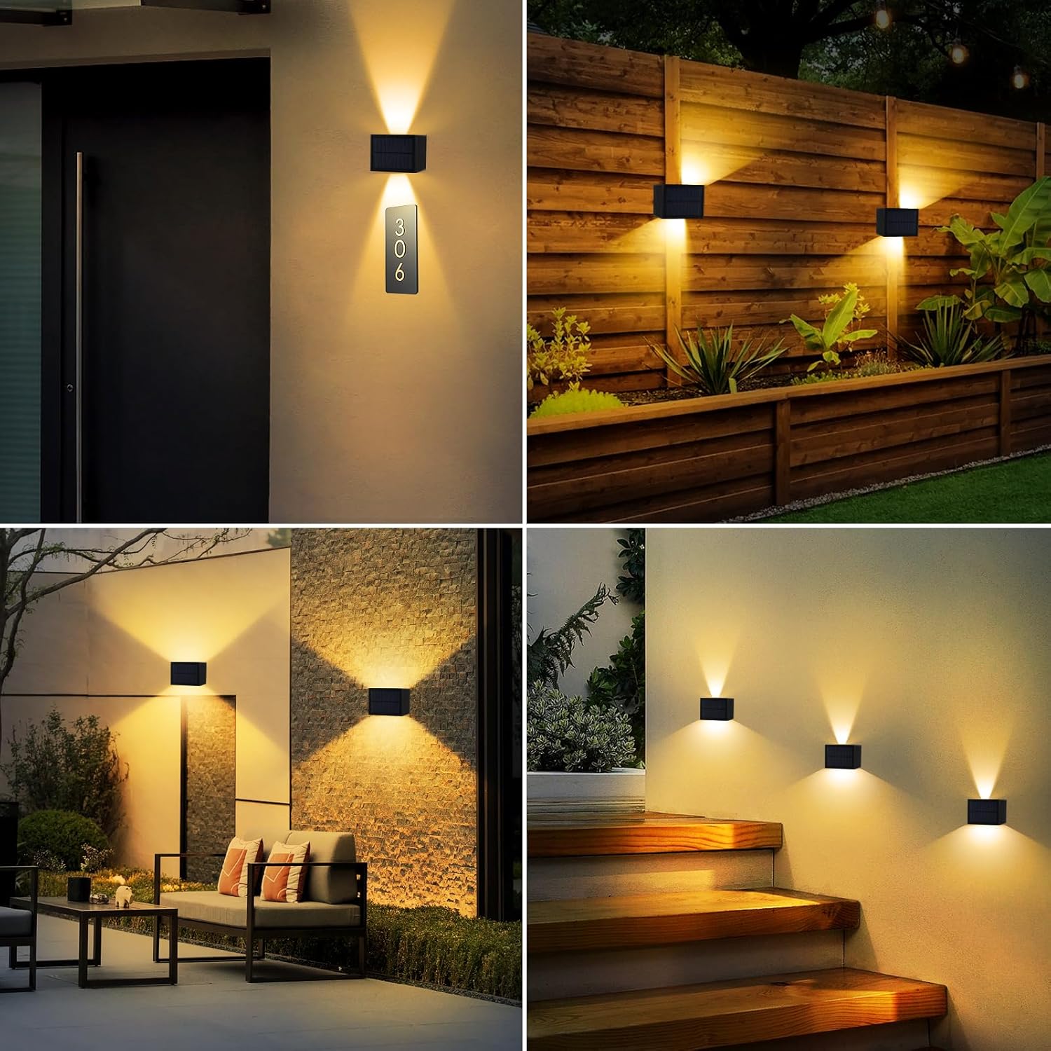 T-sun Applique Solare da Esterno - Set da 4, Nero - immagine 7