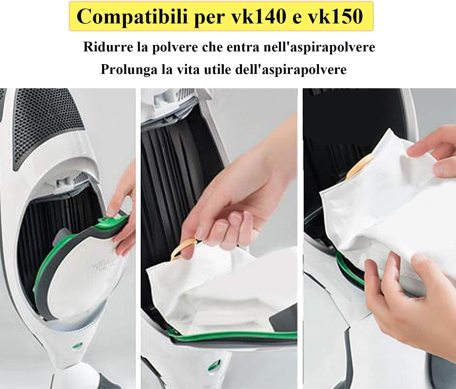 Sacchetti per Folletto VK140 VK150 FP140 - 12 Pezzi - immagine 4