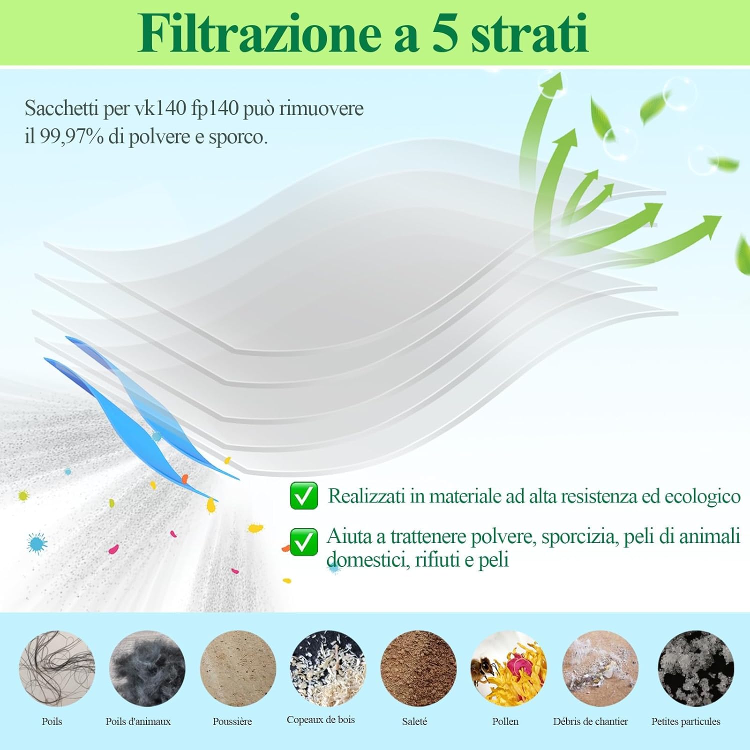 Sacchetti per Folletto VK140 VK150 FP140 - 12 Pezzi - immagine 5