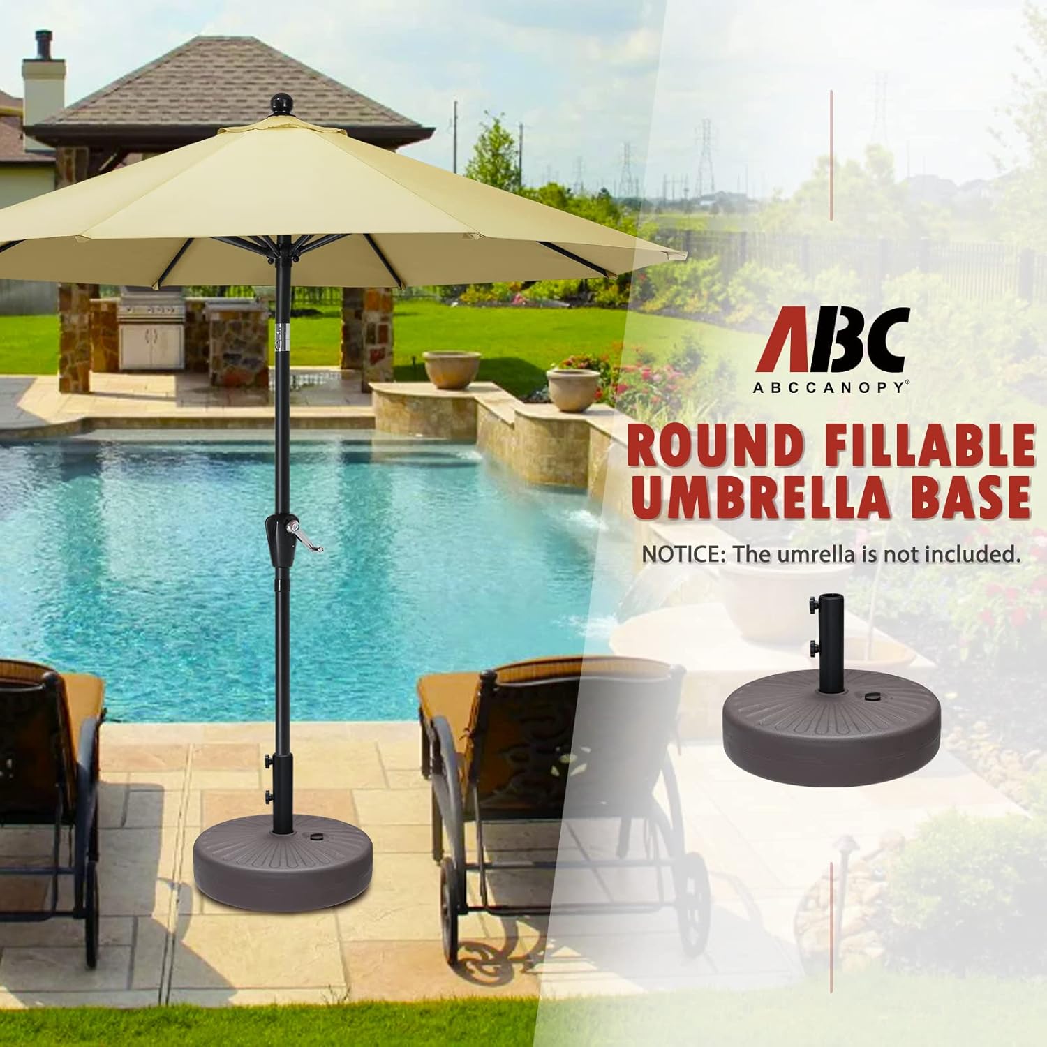 Abccanopy Base per Ombrellone da Patio 9,1kg, Marrone - immagine 6