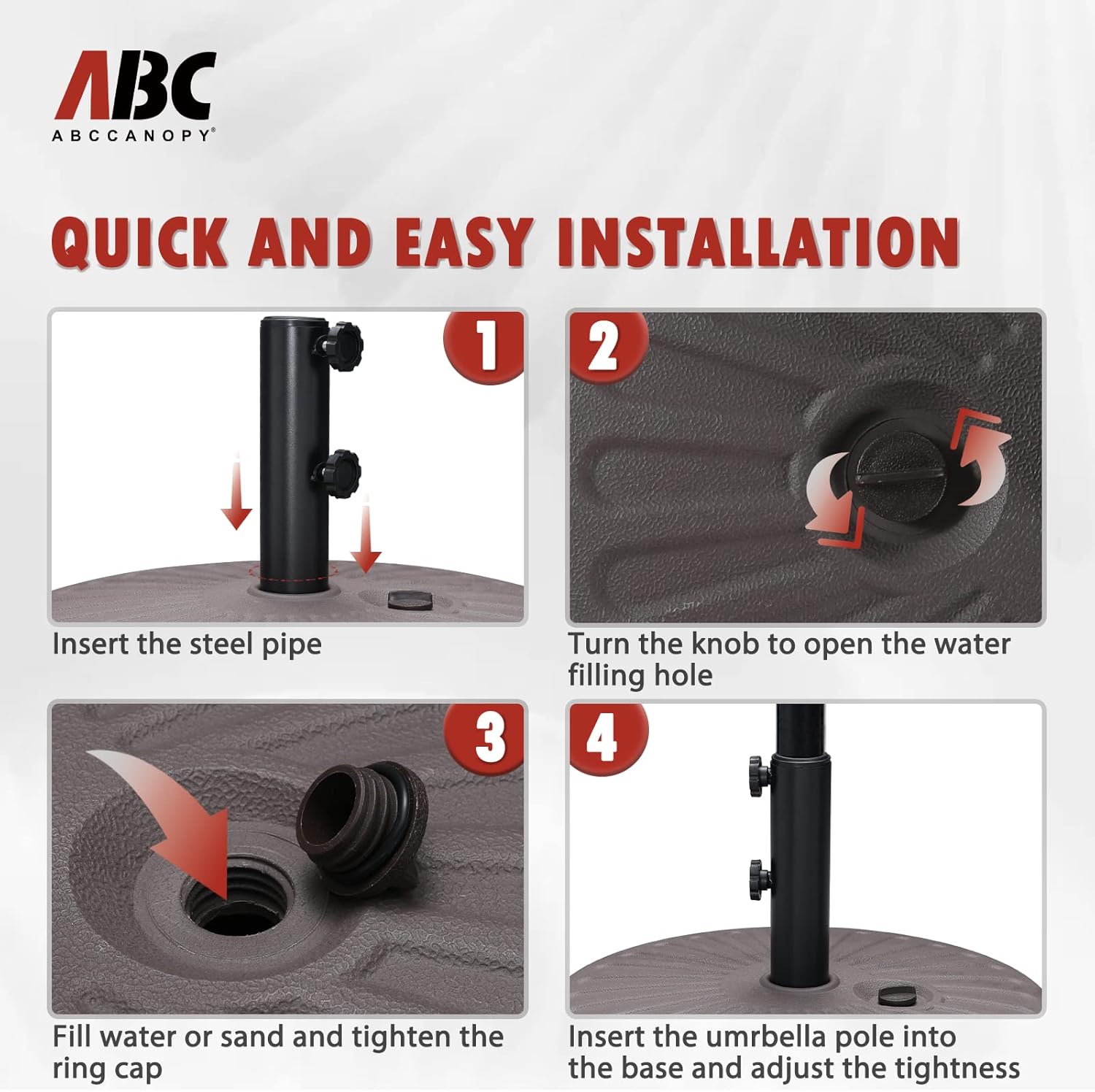 Abccanopy Base per Ombrellone da Patio 9,1kg, Marrone - immagine 7