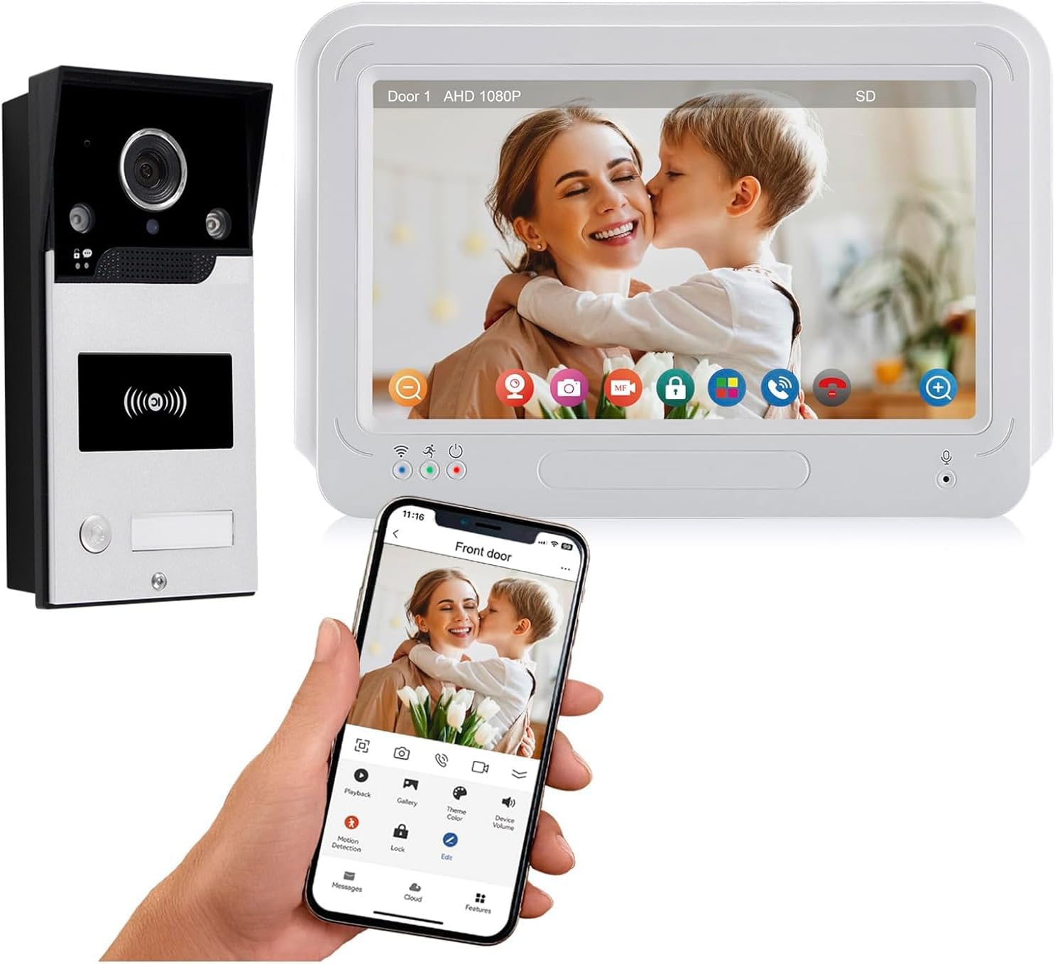 FTes RFKits Tuya Videocitofono WLAN 7 pollici 1080P