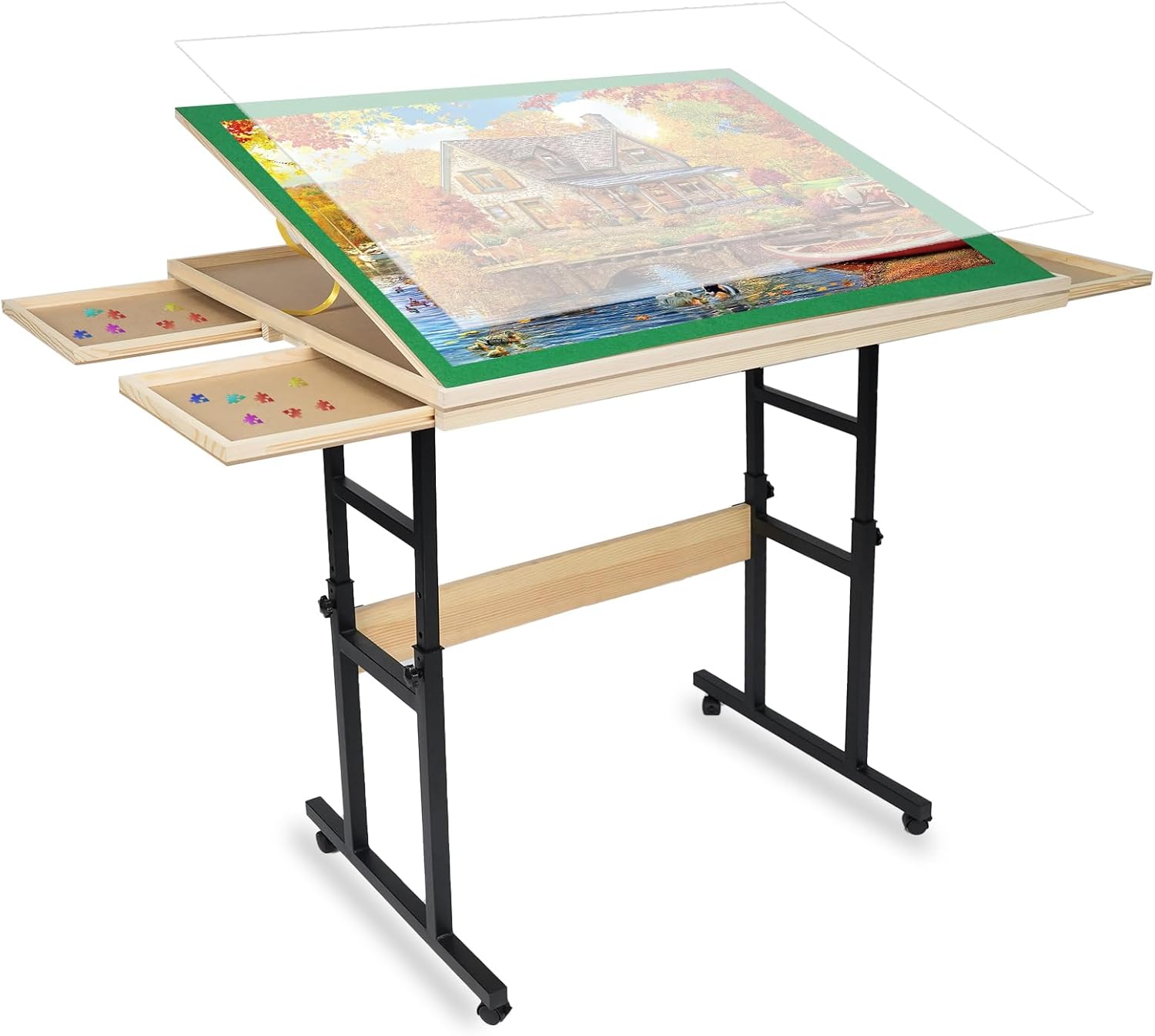 Jifenkla Tavolo da Puzzle in Legno 1500 Pezzi - immagine 1