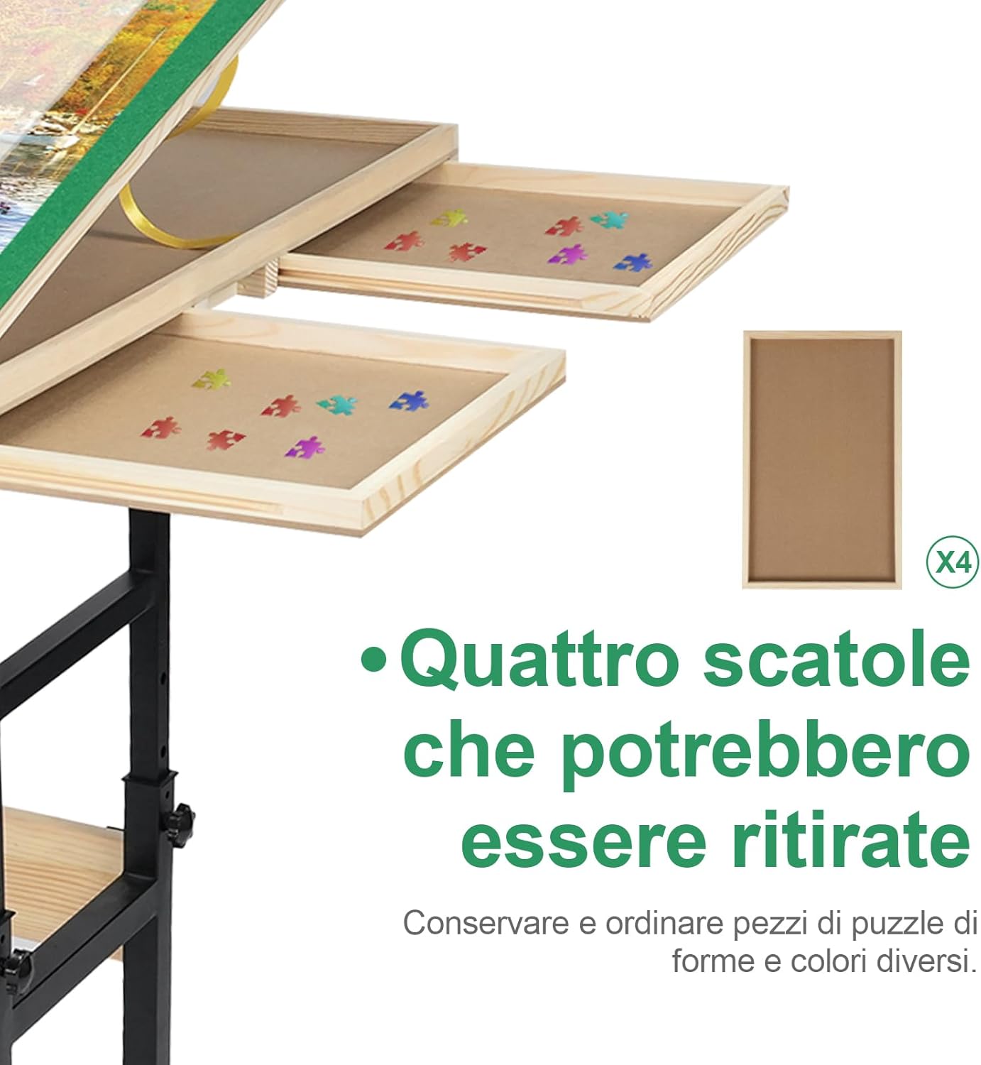 Jifenkla Tavolo da Puzzle in Legno 1500 Pezzi - immagine 5