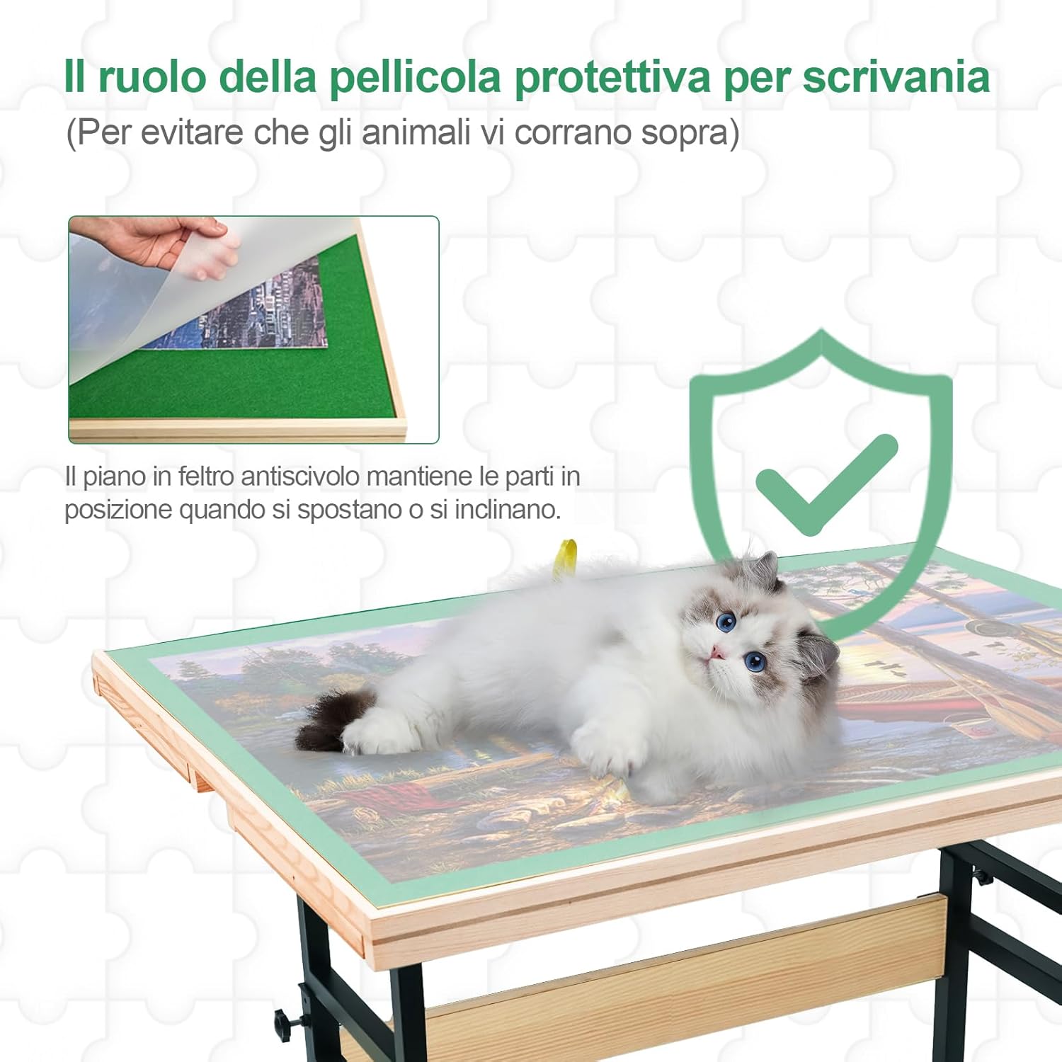 Jifenkla Tavolo da Puzzle in Legno 1500 Pezzi - immagine 7