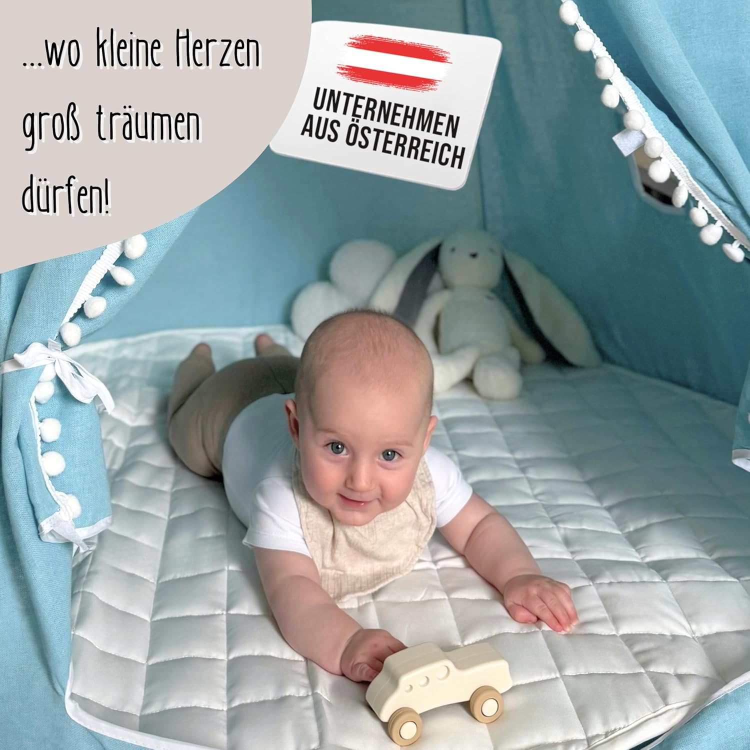 Tenda da Gioco Originale per Bambini in Cotone e Canapa, Blu Cielo - immagine 6