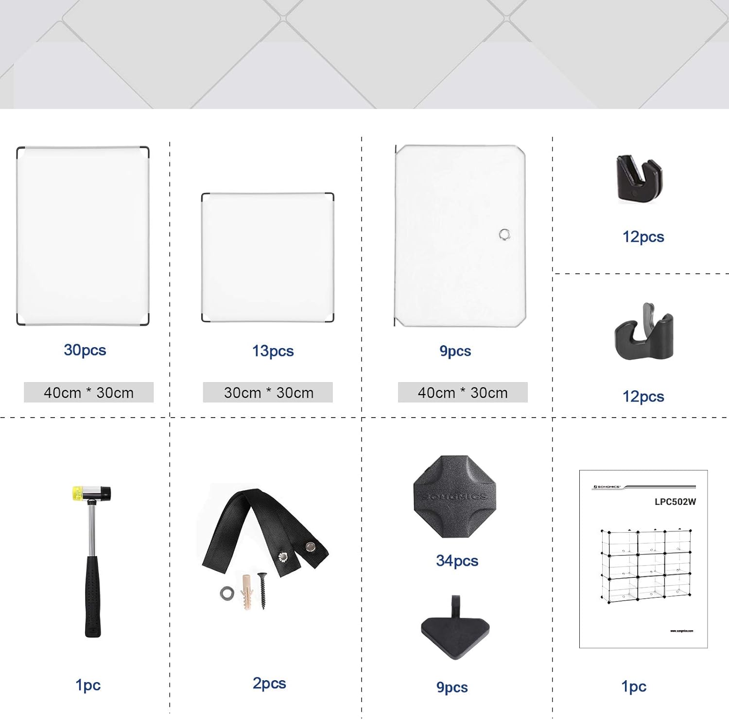 Songmics Portaoggetti a Cubi con Ante, Bianco LPC502W - immagine 7