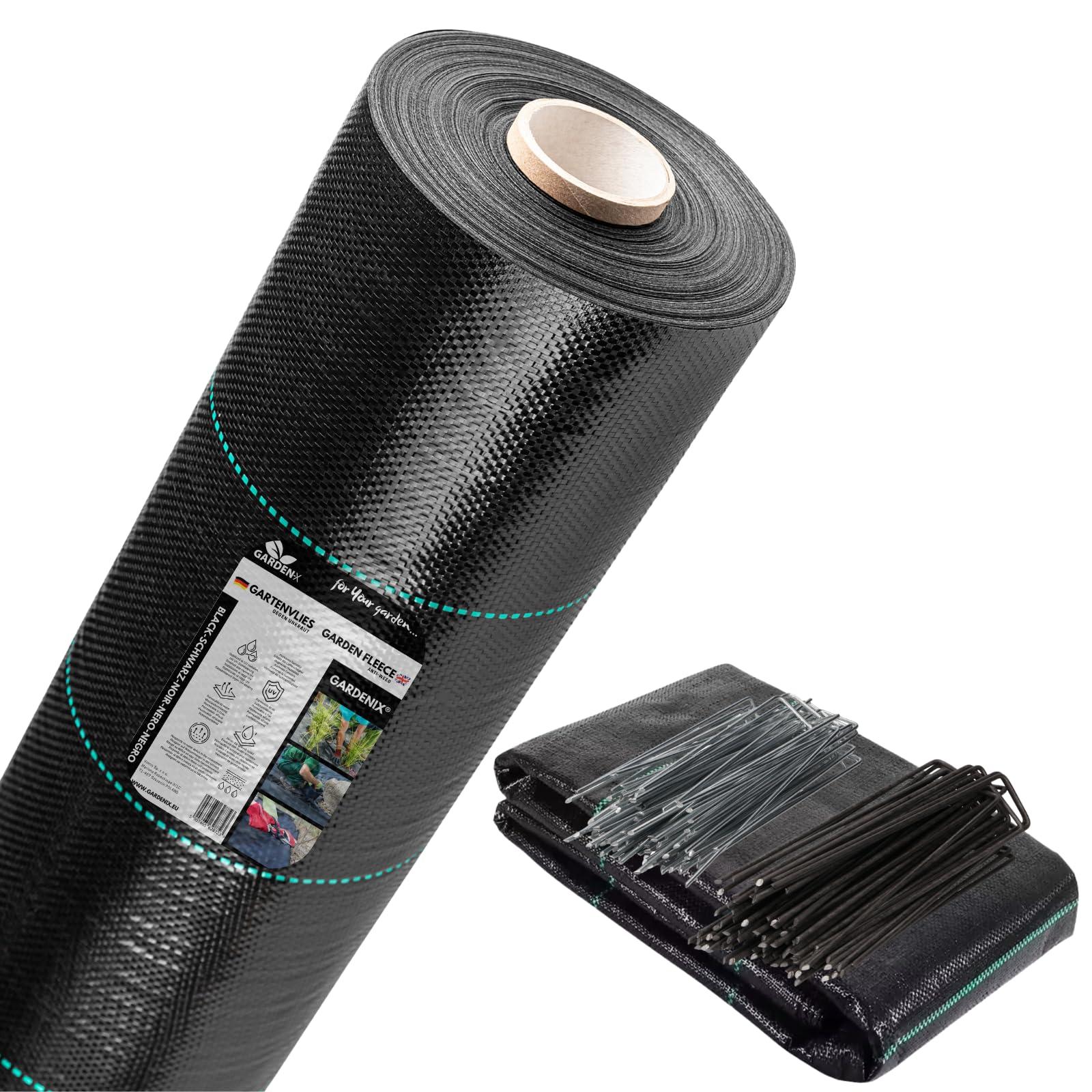 GARDENIX Tessuto Non Tessuto per Erbacce 80m² con 50 Ancore