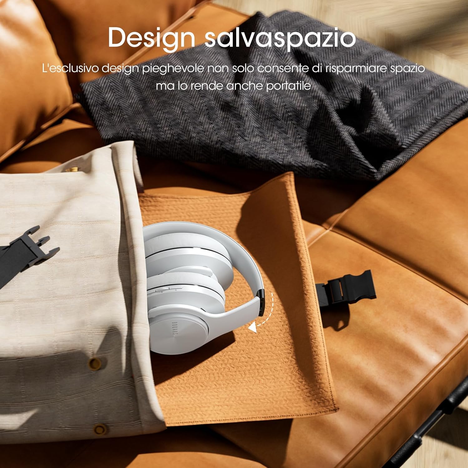 Doqaus Cuffie Bluetooth Over Ear 90h, Bianco - immagine 5