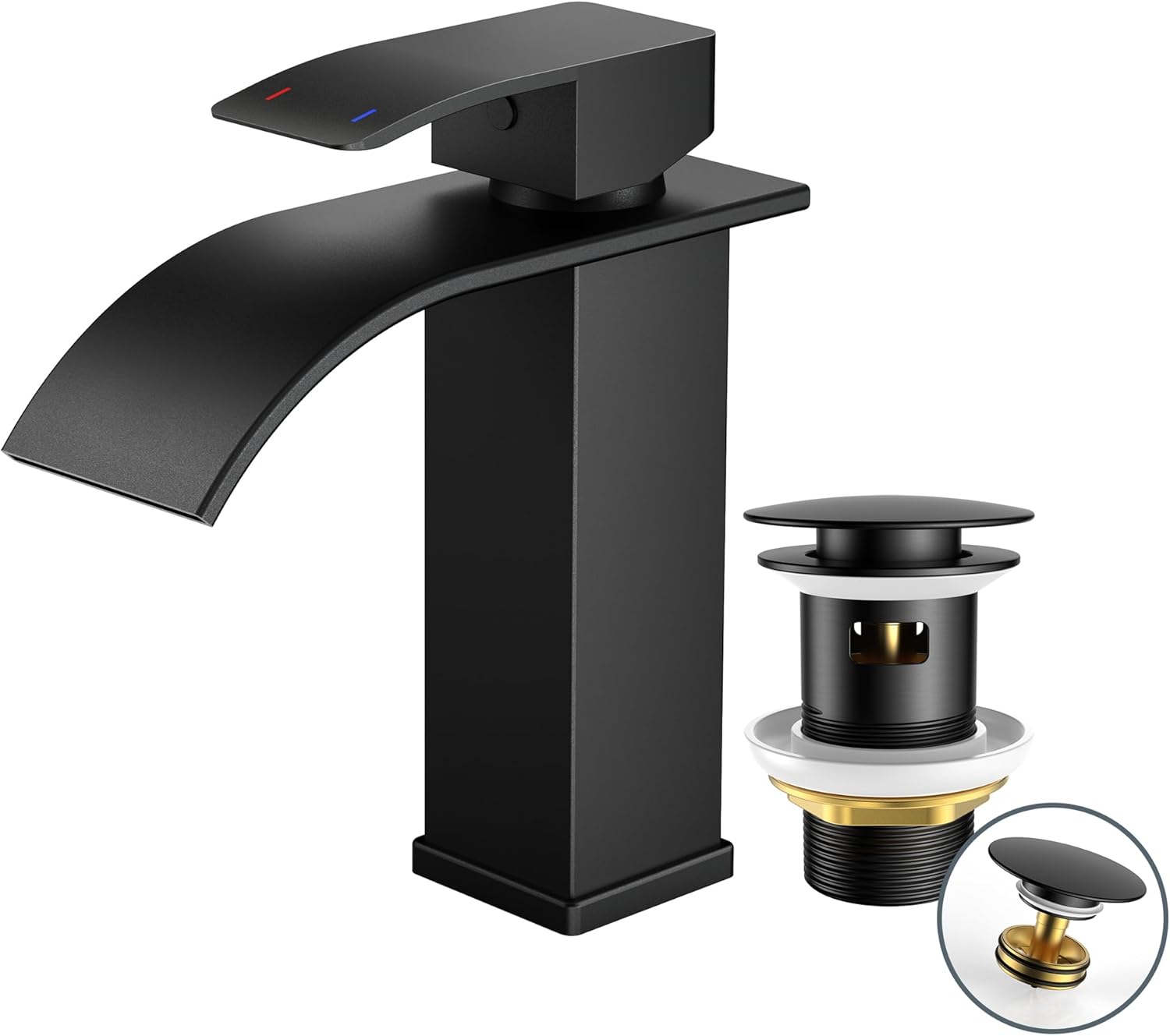 Forious Rubinetto Nero a Cascata per Lavabo - immagine 1