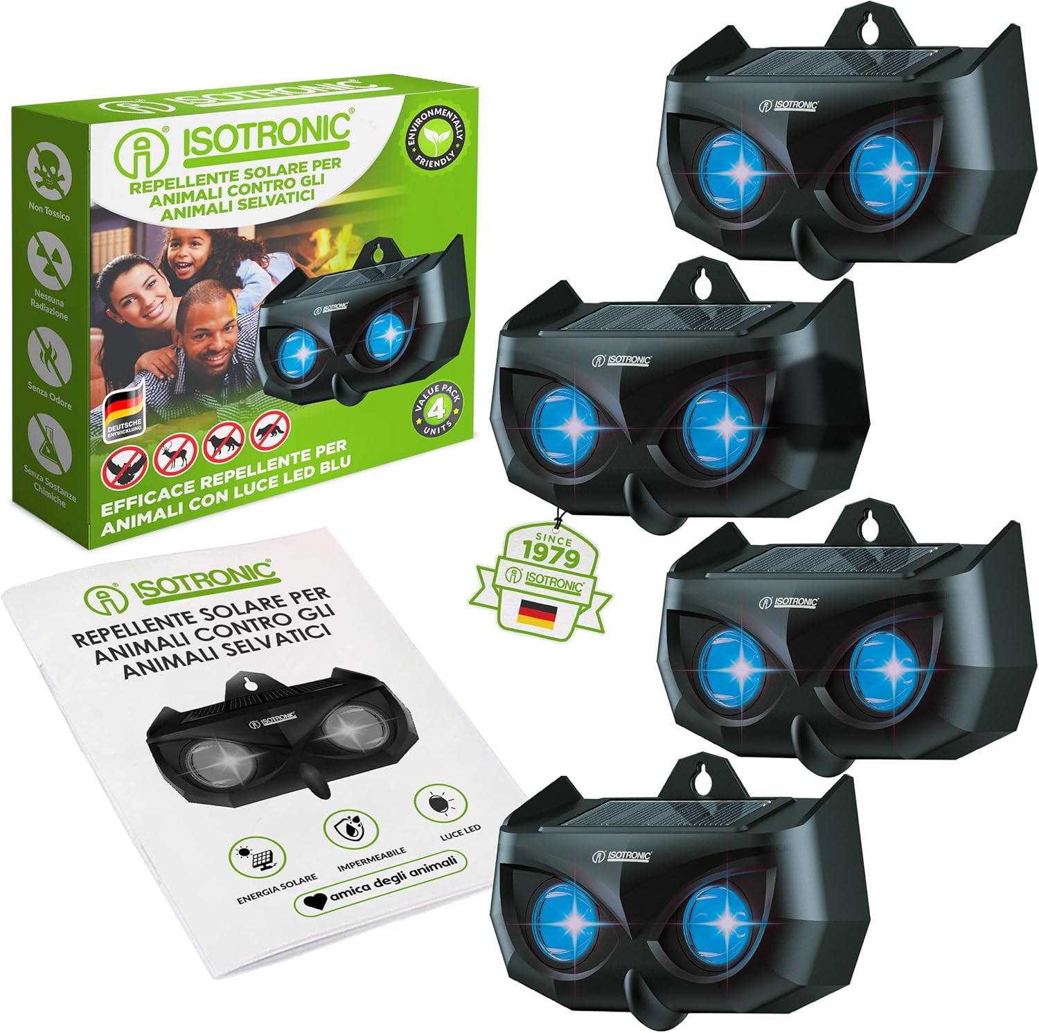 Isotronic Dissuasore Animali Solare con Luce Blu - immagine 1