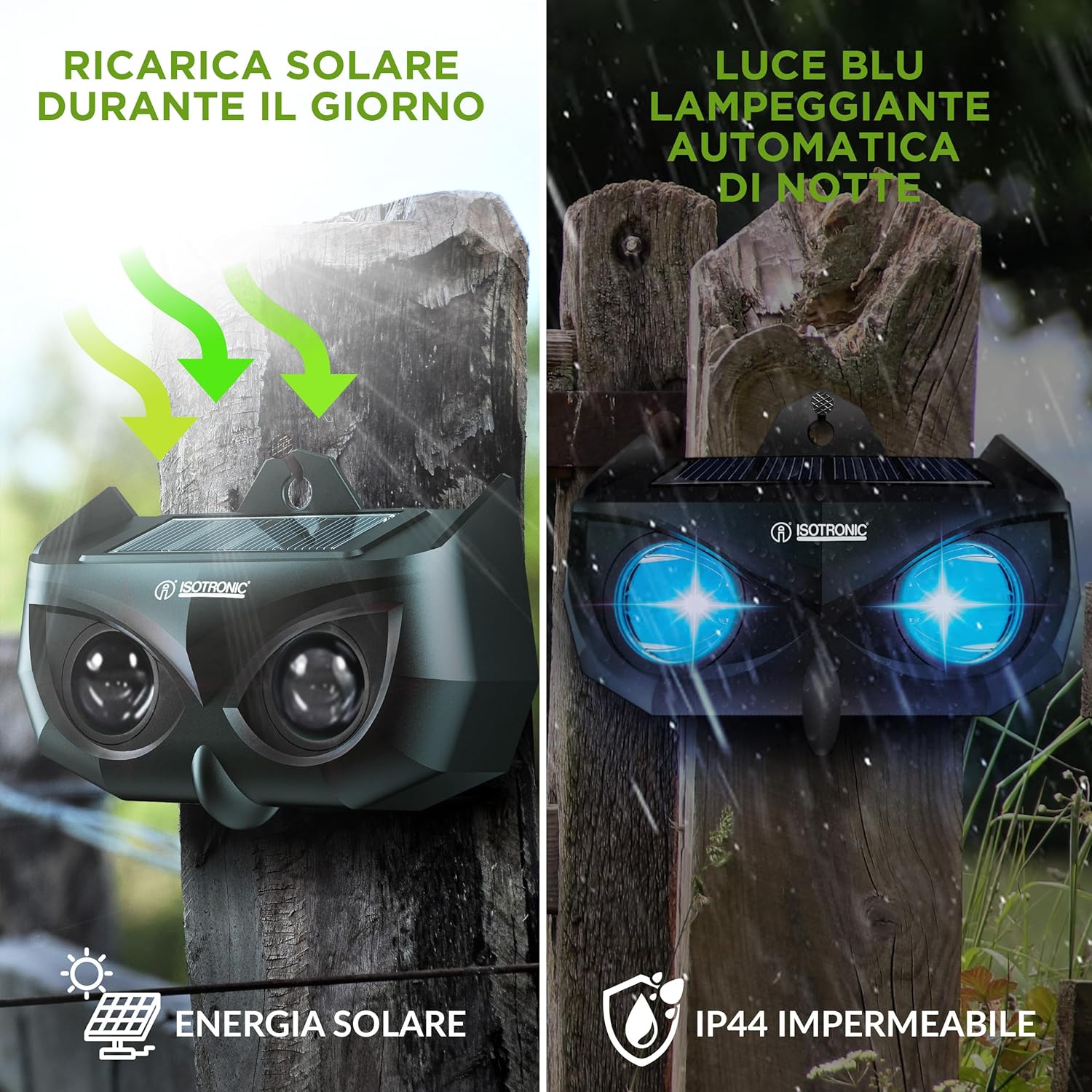 Isotronic Dissuasore Animali Solare con Luce Blu - immagine 2