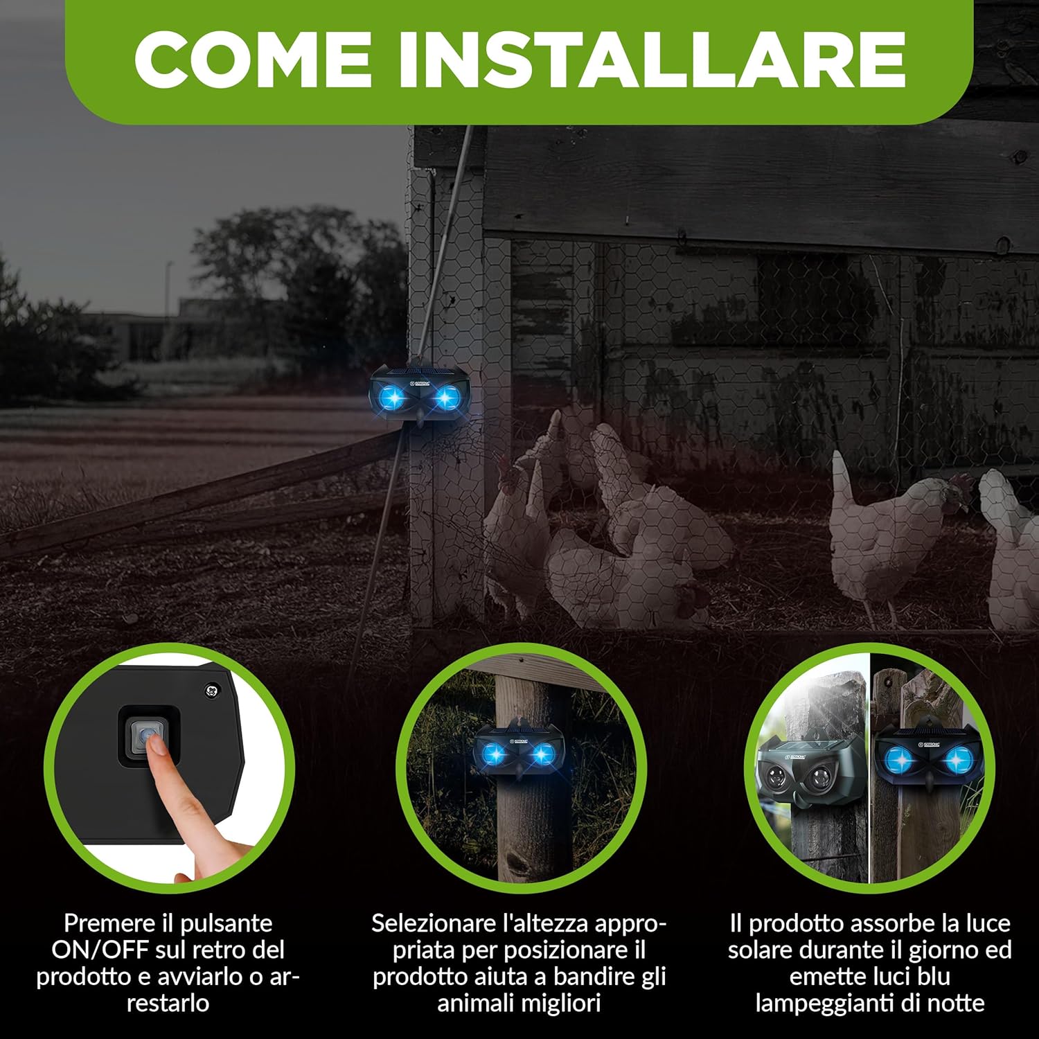 Isotronic Dissuasore Animali Solare con Luce Blu - immagine 5