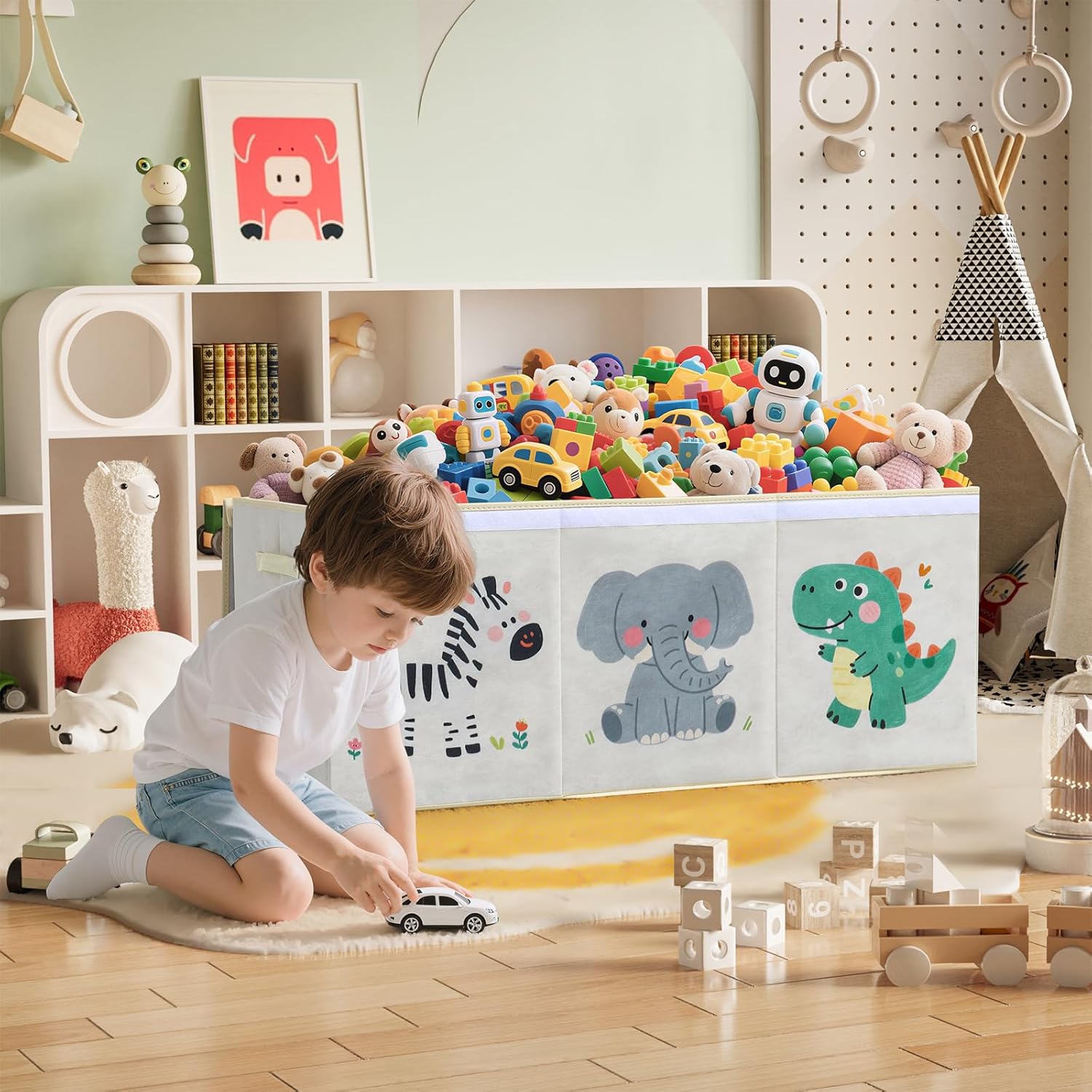 Eluchang Scatole Portaoggetti Pieghevoli 147L - Beige - immagine 3