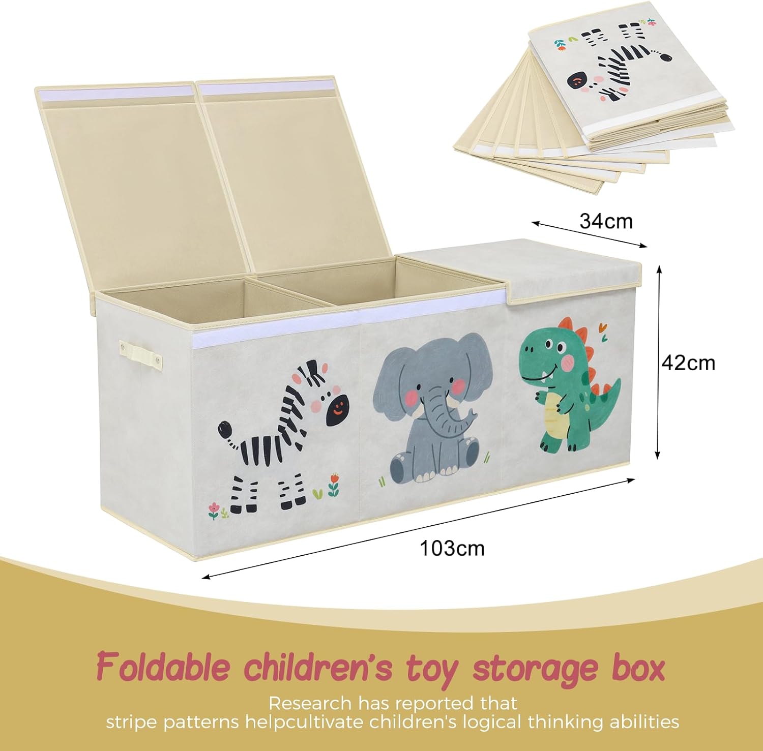 Eluchang Scatole Portaoggetti Pieghevoli 147L - Beige - immagine 4