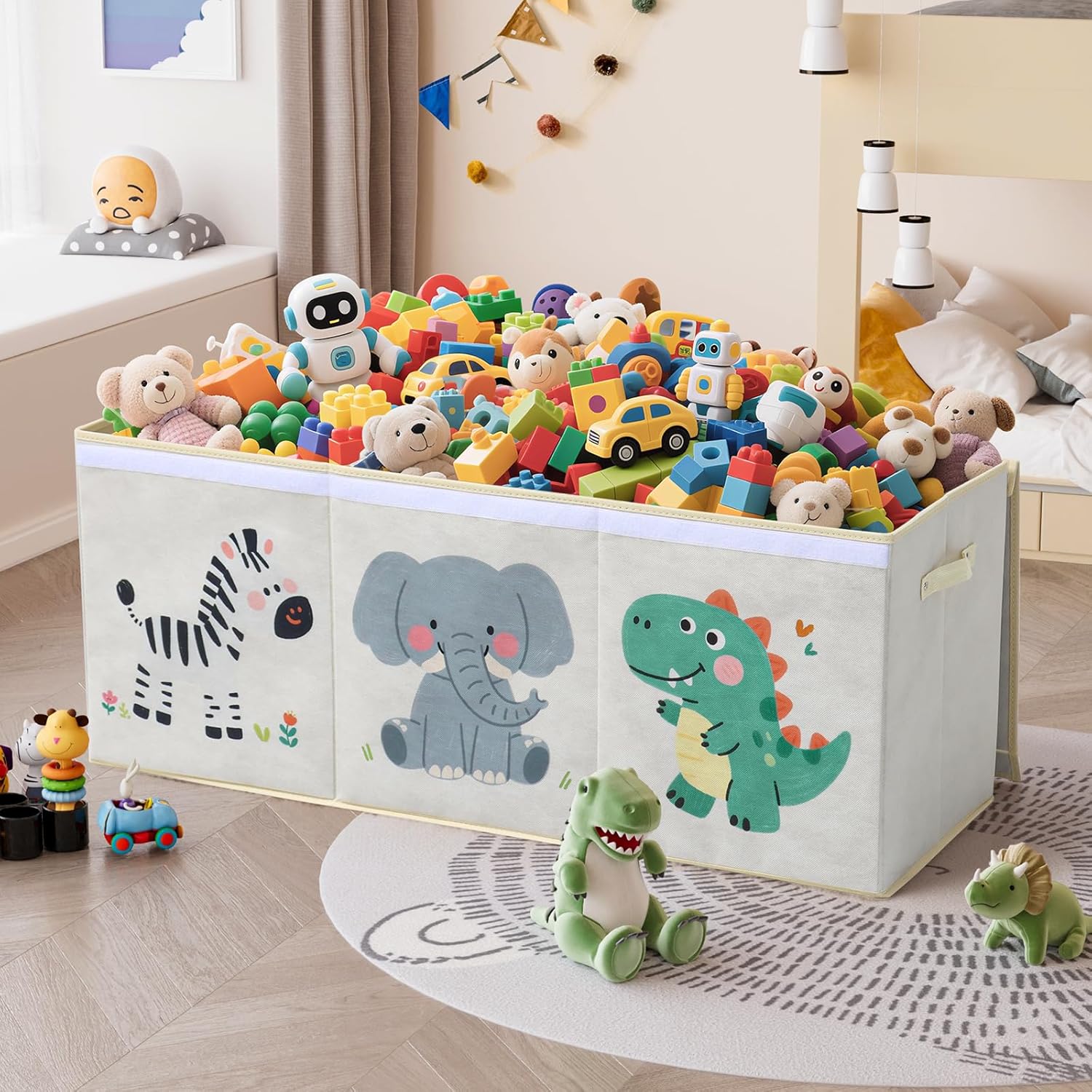 Eluchang Scatole Portaoggetti Pieghevoli 147L - Beige - immagine 5